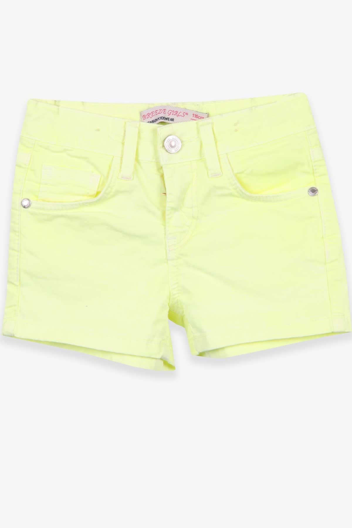 Breeze Kız Çocuk Kot Şort Basic Neon Sarı (6-12 Yaş)