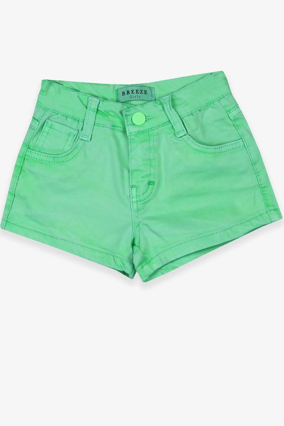 Breeze Kız Çocuk Kot Şort Basic Neon Yeşil (8-14 Yaş)