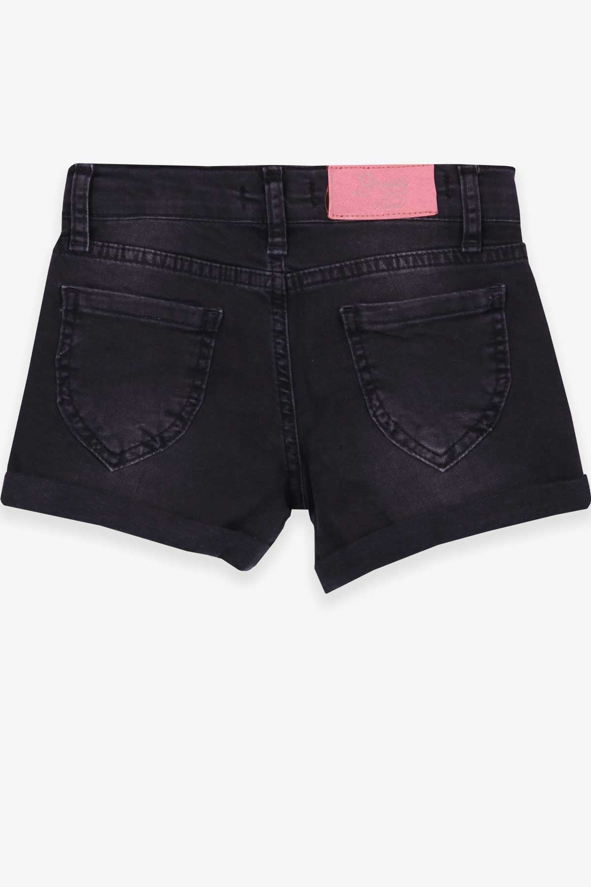 Breeze Kız Çocuk Kot Şort Taşlı Siyah (6-12 Yaş)