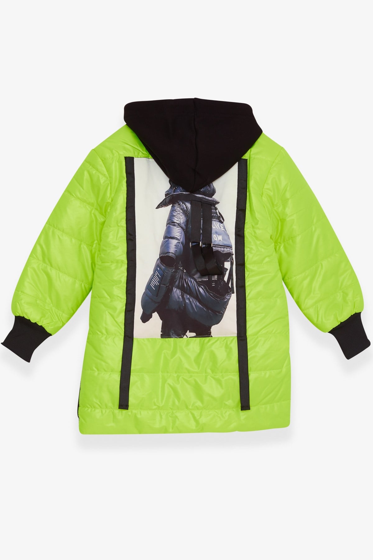 Breeze Kız Çocuk Mont Aksesuarlı Cepli Neon Sarı (8-12 Yaş)