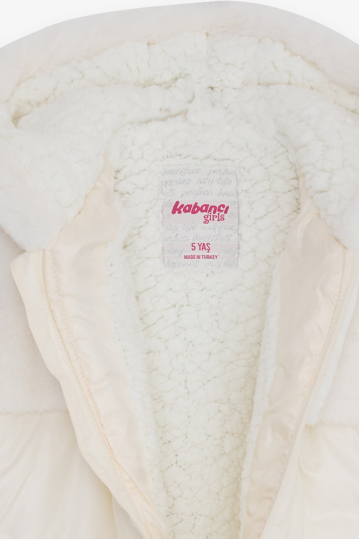 Breeze Kız Çocuk Mont Cebi Kapüşonu Kürklü Ekru (2-5 Yaş)