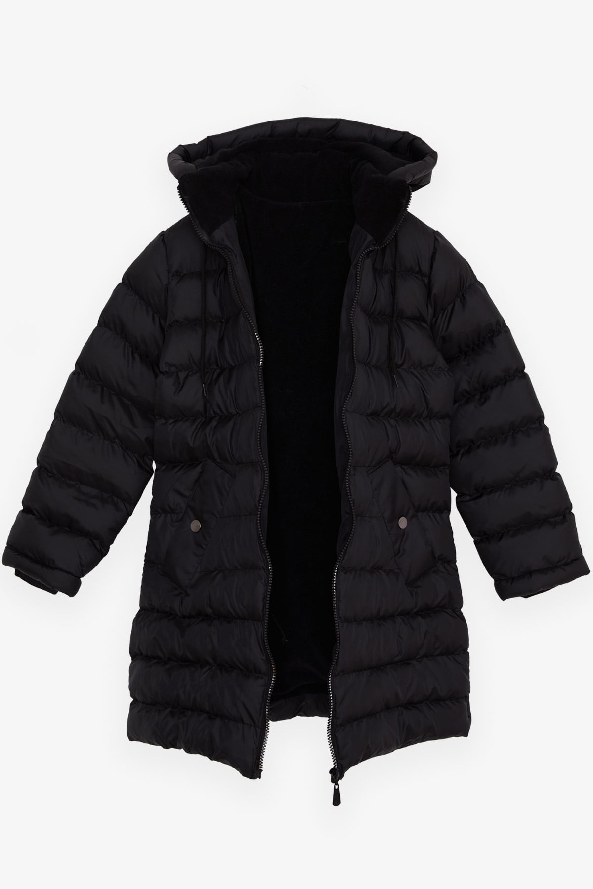 Breeze Kız Çocuk Mont Fermuarlı Cepli Siyah (11-14 Yaş)