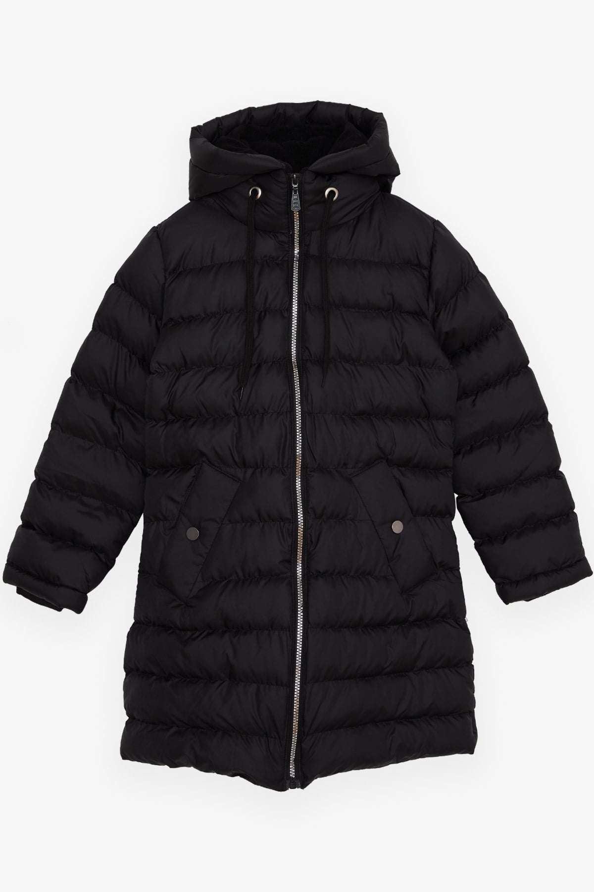 Breeze Kız Çocuk Mont Fermuarlı Cepli Siyah (11-14 Yaş)