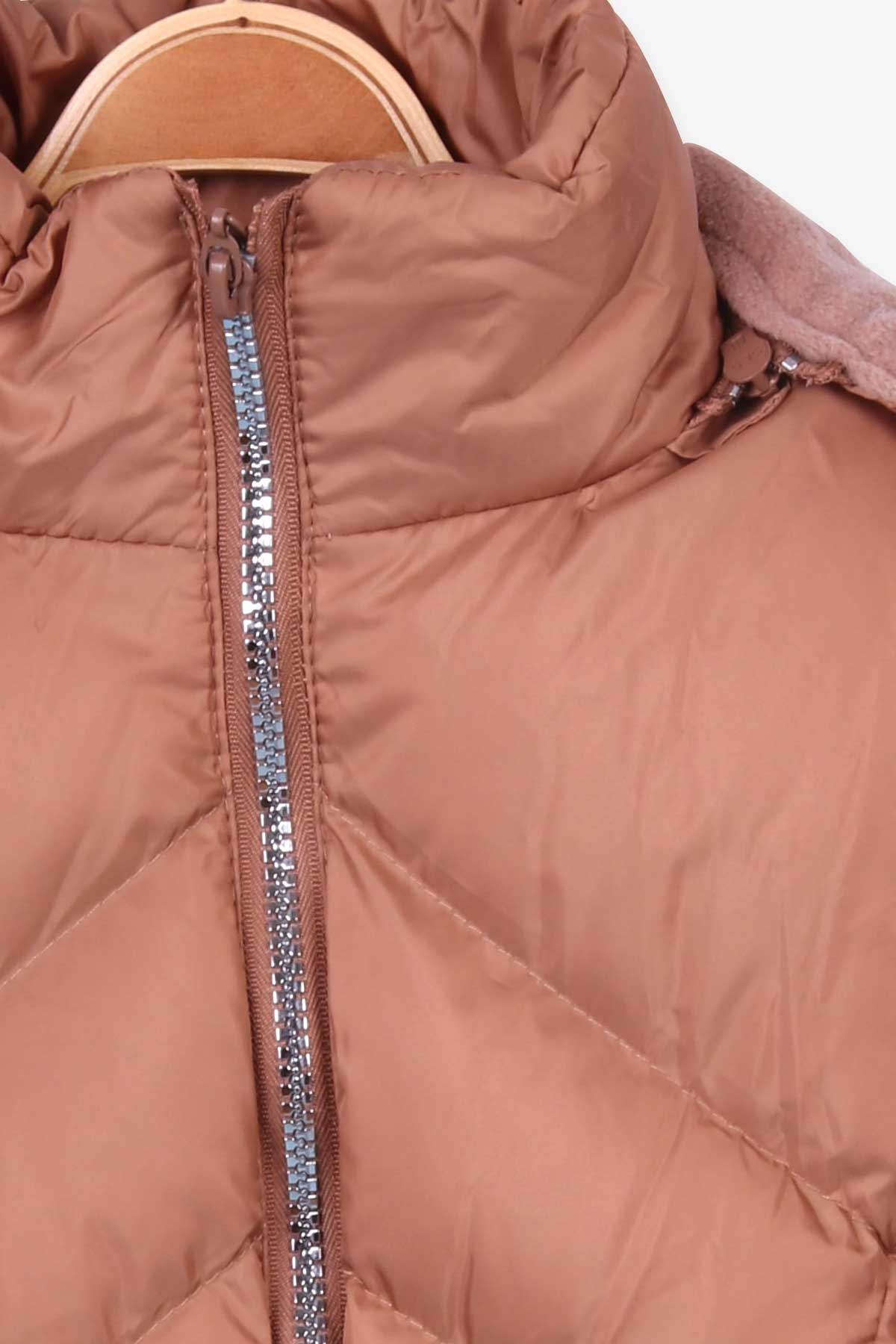 Breeze Kız Çocuk Mont Kapüşonlu Parka Açık Kahverengi (7-10 Yaş)