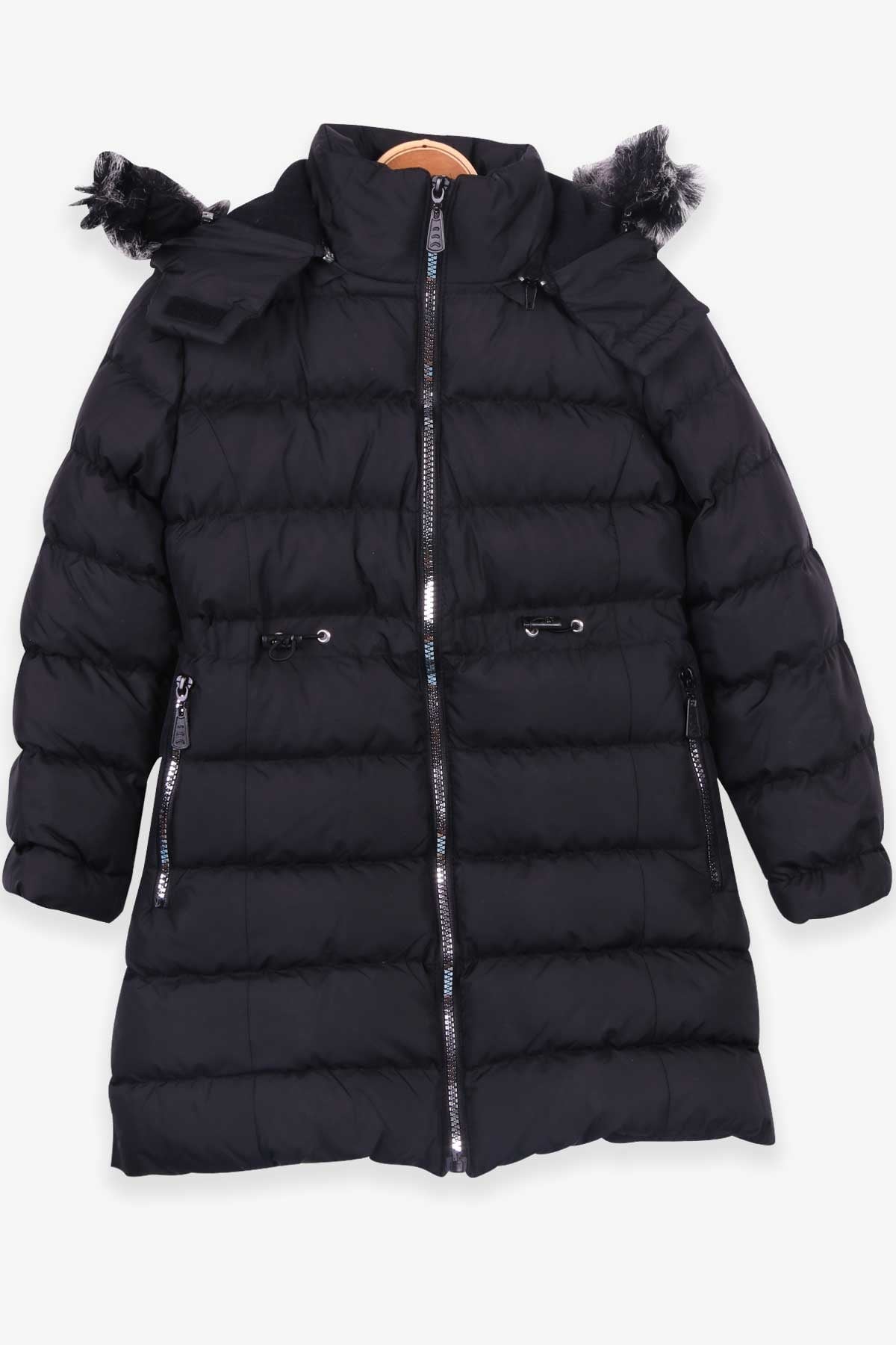 Breeze Kız Çocuk Mont Kapüşonlu Parka Siyah (7-10 Yaş)