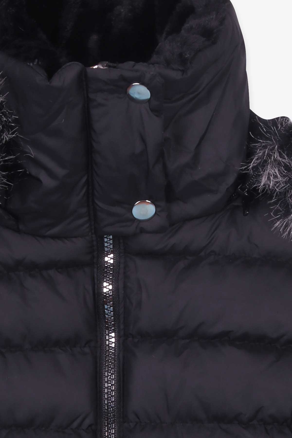 Breeze Kız Çocuk Mont Kapüşonlu Parka Siyah (7-10 Yaş)