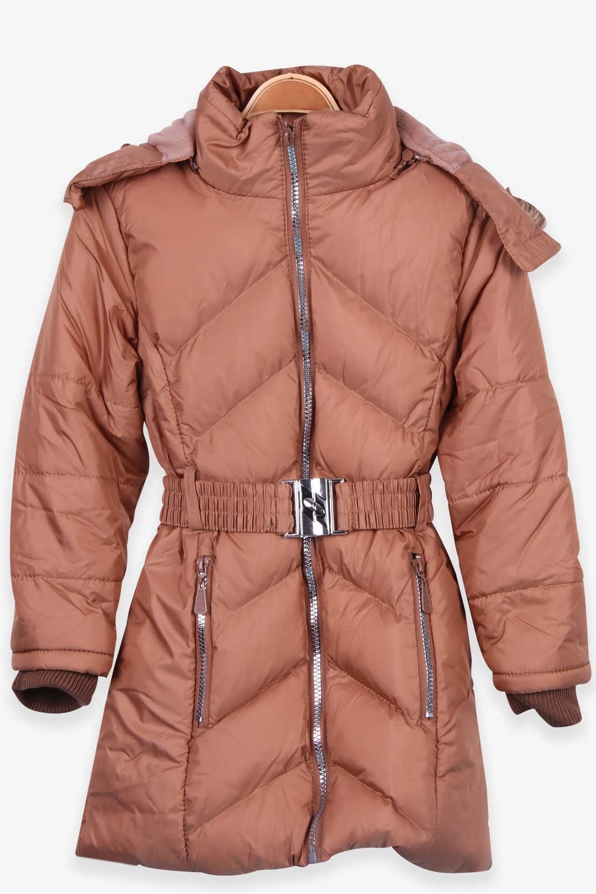 Breeze Kız Çocuk Mont Kapüşonlu Parka Açık Kahverengi (7-10 Yaş)