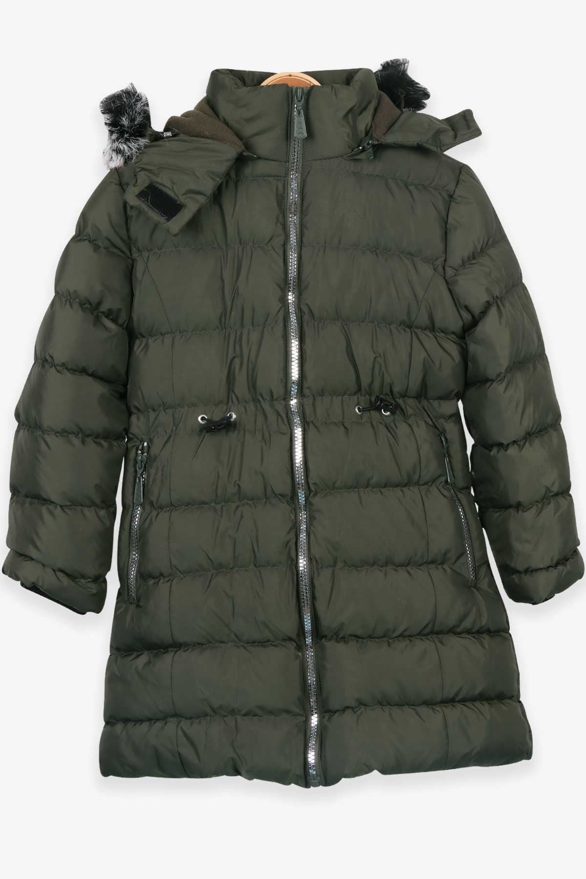 Breeze Kız Çocuk Mont Kapüşonlu Parka Haki Yeşil (7-10 Yaş)