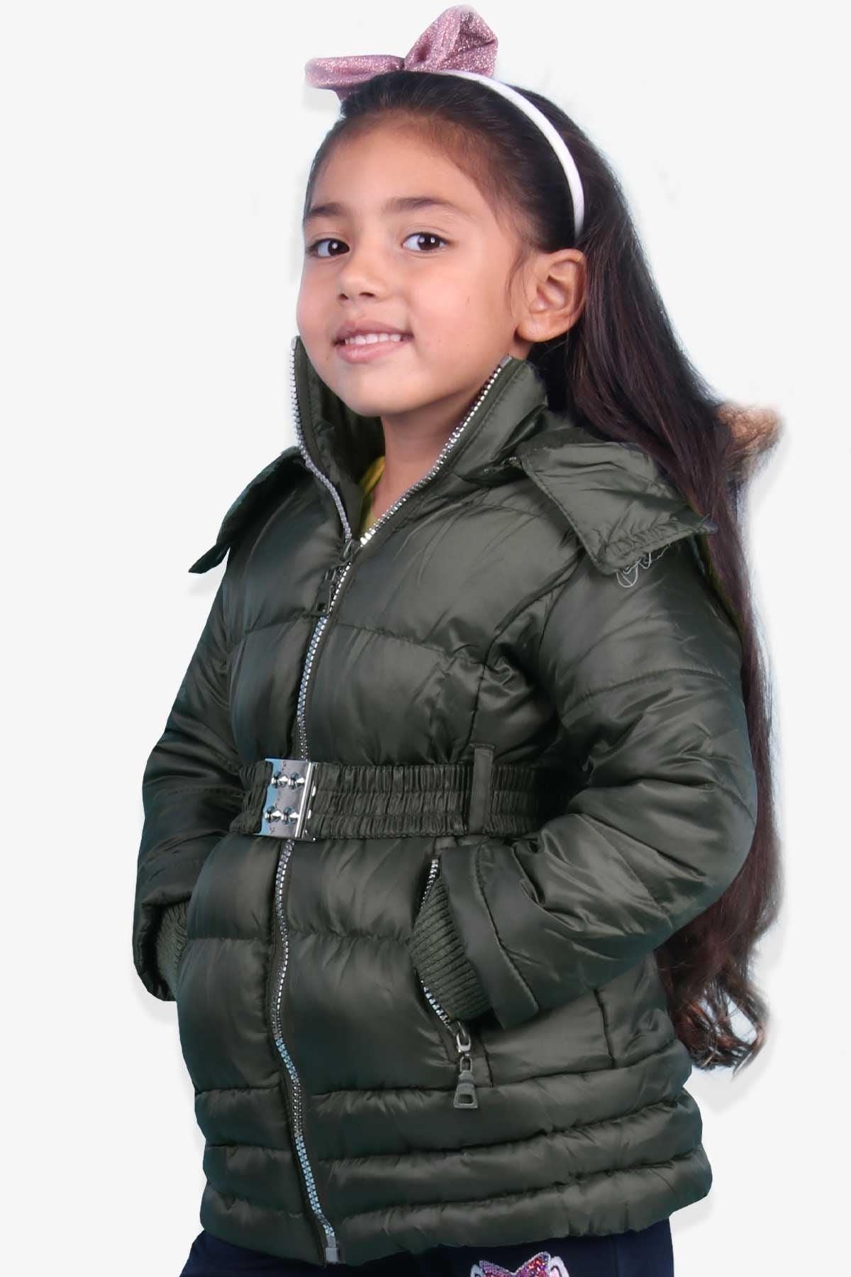 Breeze Kız Çocuk Mont Kapüşonlu Parka Haki Yeşil (3-5 Yaş)