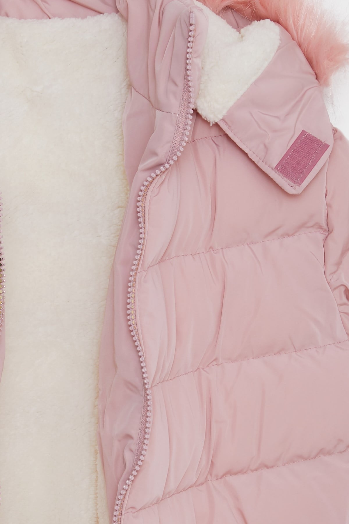 Breeze Kız Çocuk Mont Kürklü Fermuarlı Pudra (7-10 Yaş)