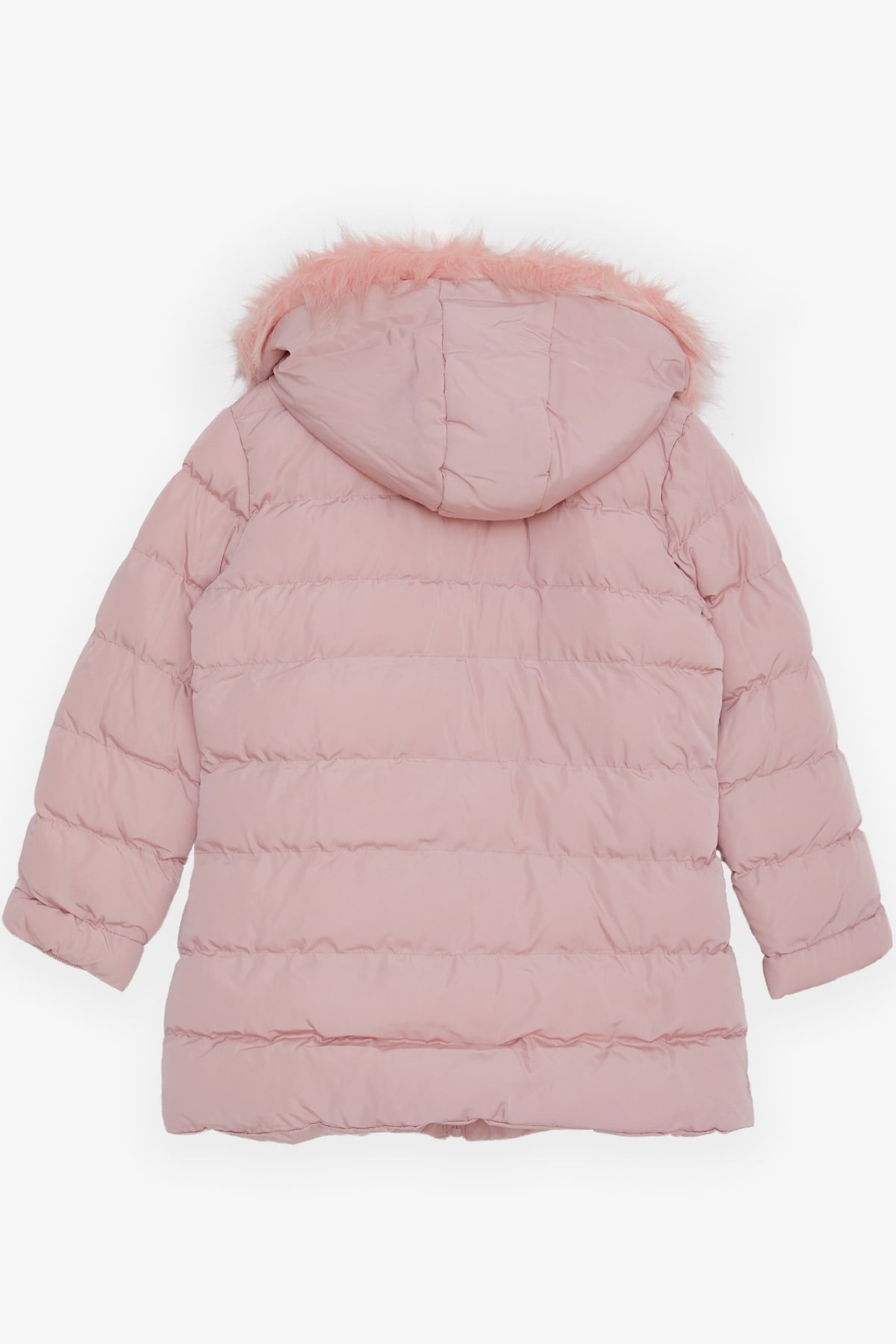 Breeze Kız Çocuk Mont Kürklü Fermuarlı Pudra (7-10 Yaş)