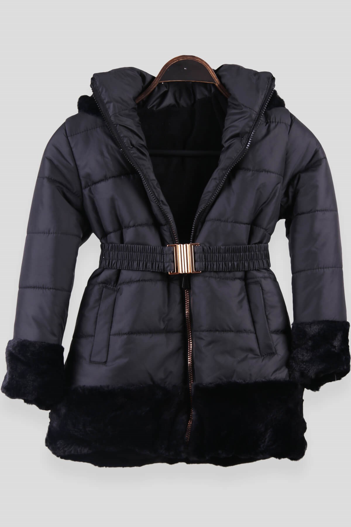 Breeze Kız Çocuk Mont Peluşlu Siyah (3 Yaş)