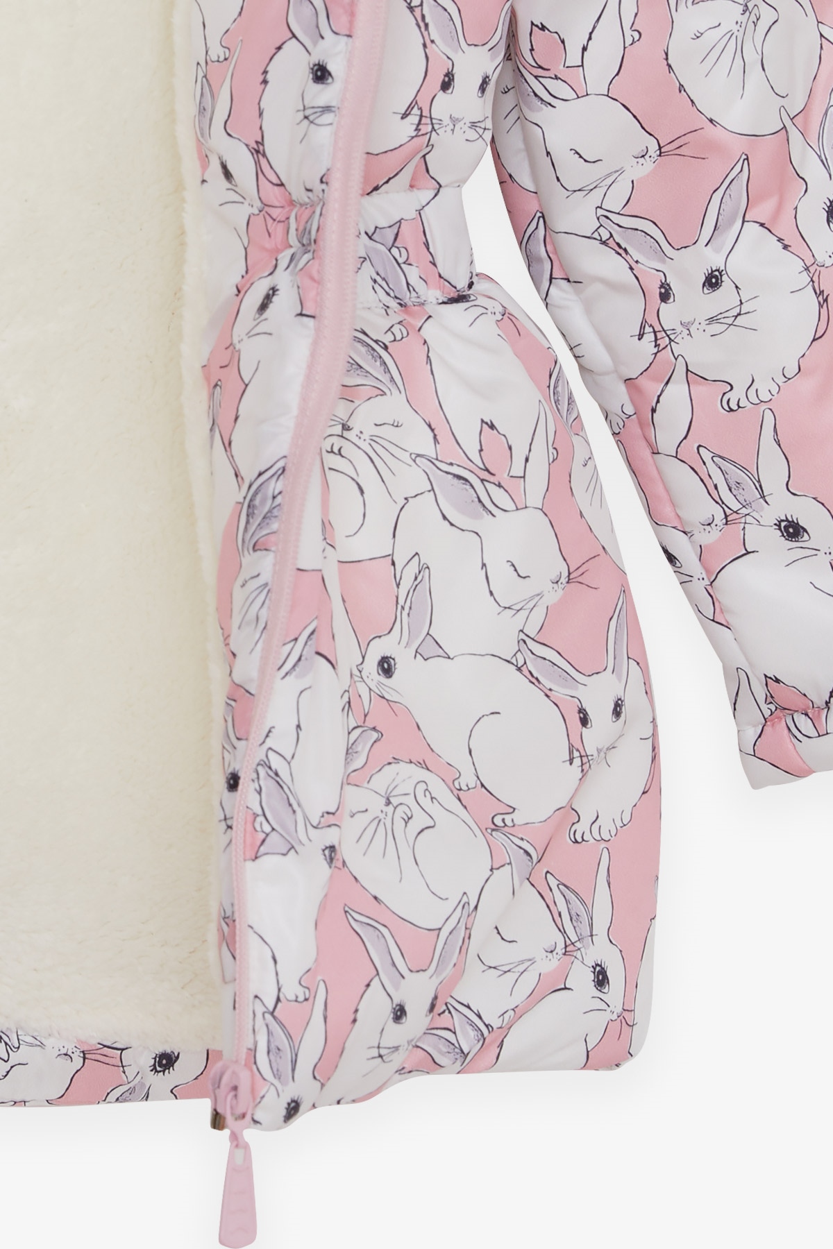 Breeze Kız Çocuk Mont Peluşlu Tavşan Desenli Pembe (1-4 Yaş)