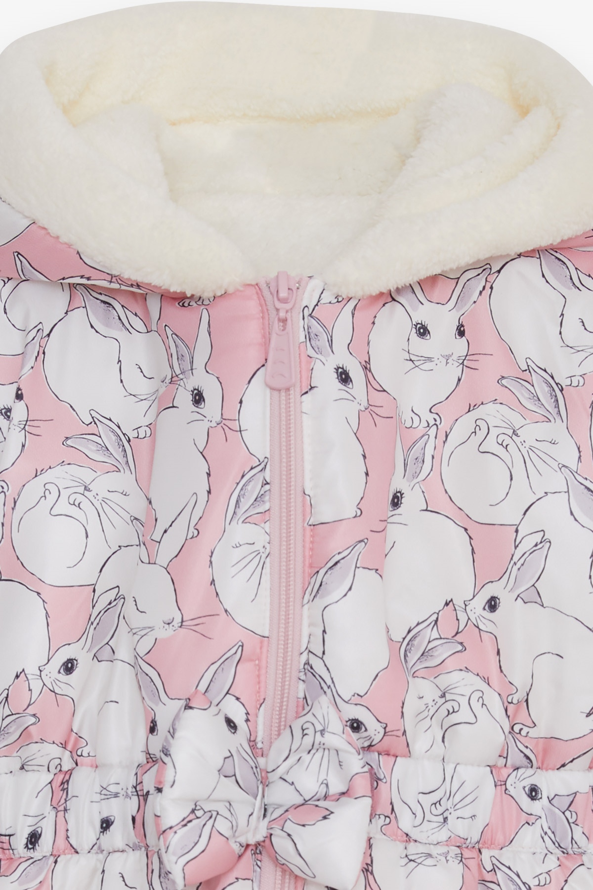 Breeze Kız Çocuk Mont Peluşlu Tavşan Desenli Pembe (1-4 Yaş)