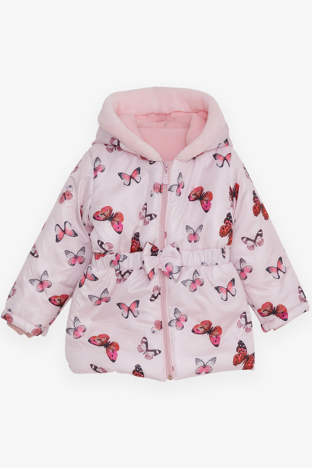 Breeze Kız Çocuk Mont Renkli Kelebek Desenli Pembe (1-4 Yaş)