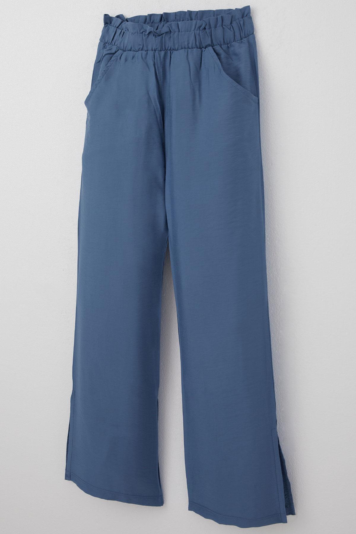 Breeze Kız Çocuk Pantolon Cepli Paçası Yırtmaçlı Mavi (8-14 Yaş)