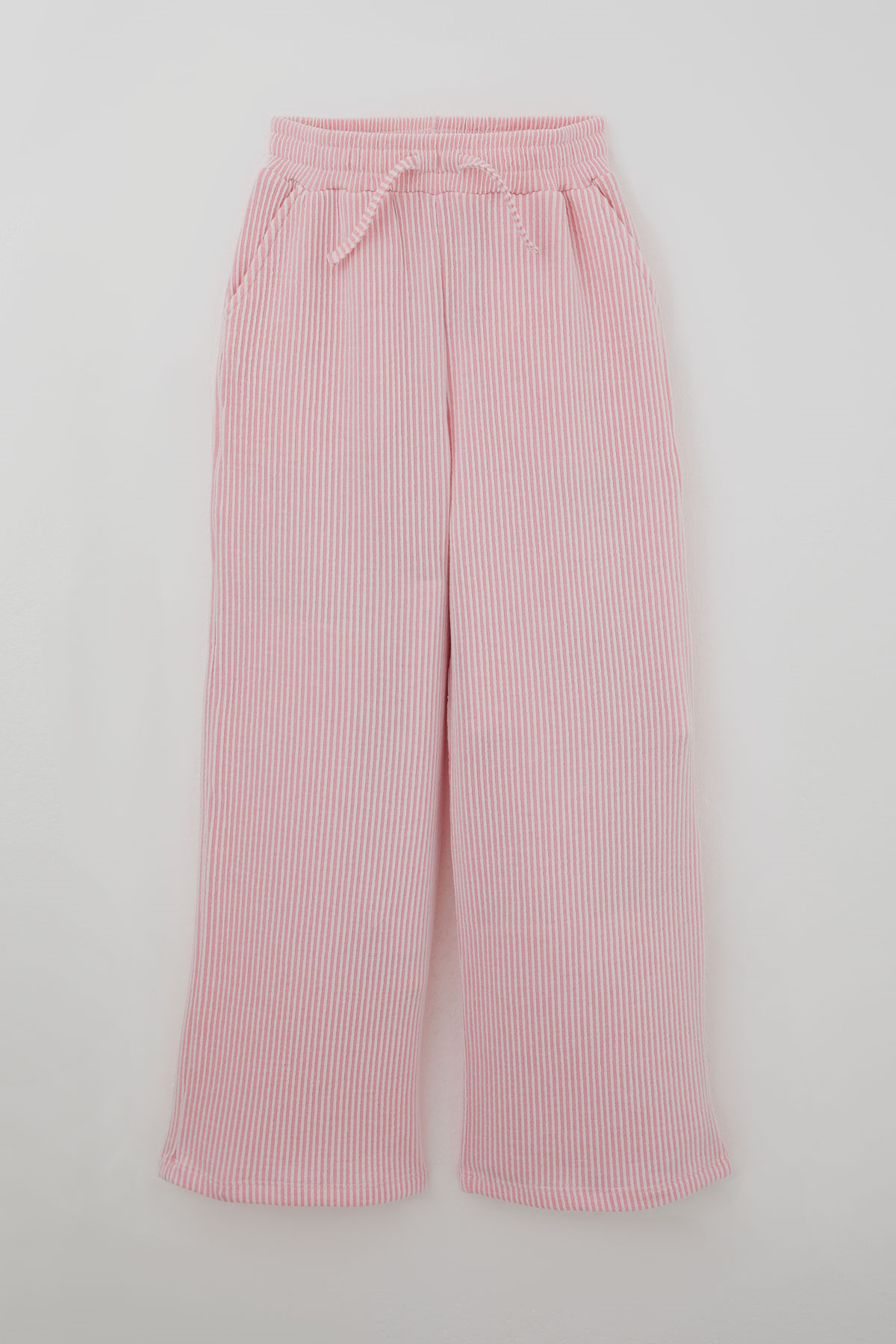 Breeze Kız Çocuk Pantolon Çizgi Detaylı Bağcık Aksesuarlı Pembe (8-14 Yaş)
