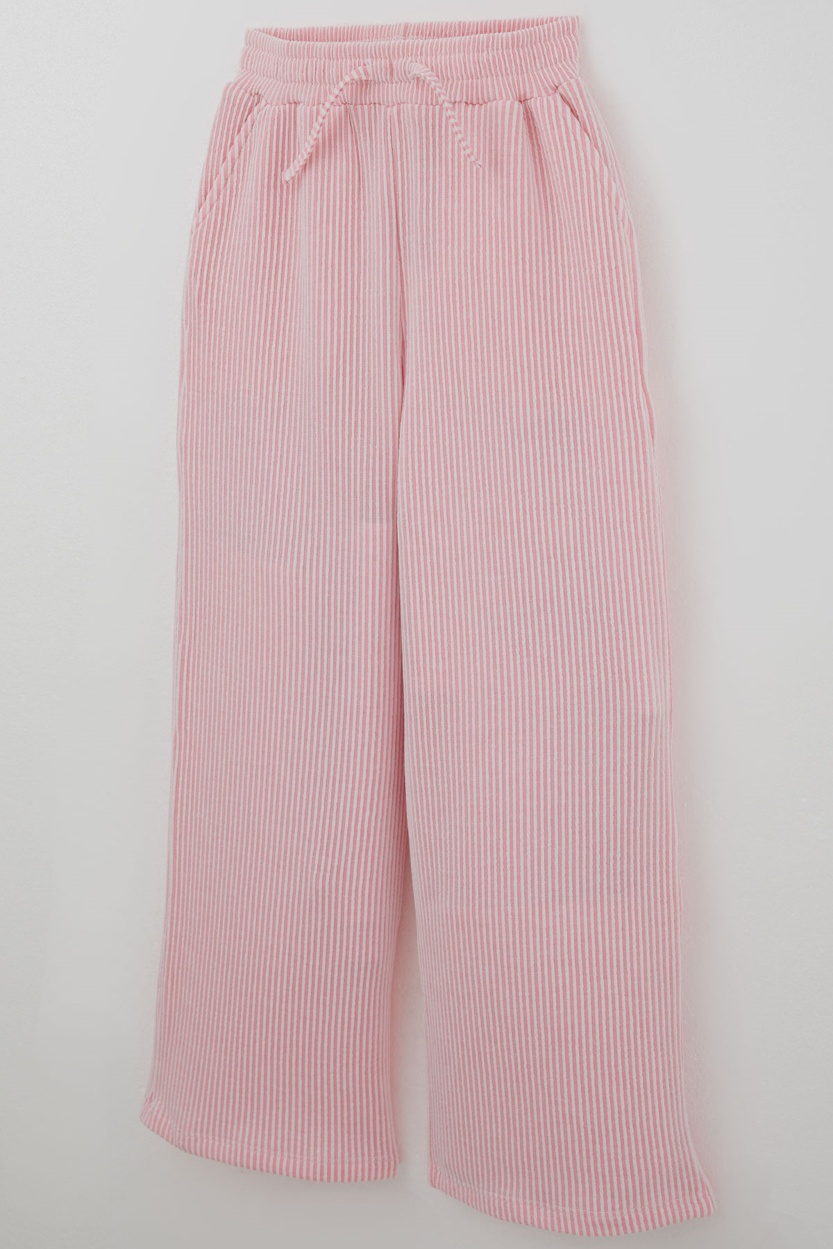 Breeze Kız Çocuk Pantolon Çizgi Detaylı Bağcık Aksesuarlı Pembe (8-14 Yaş)