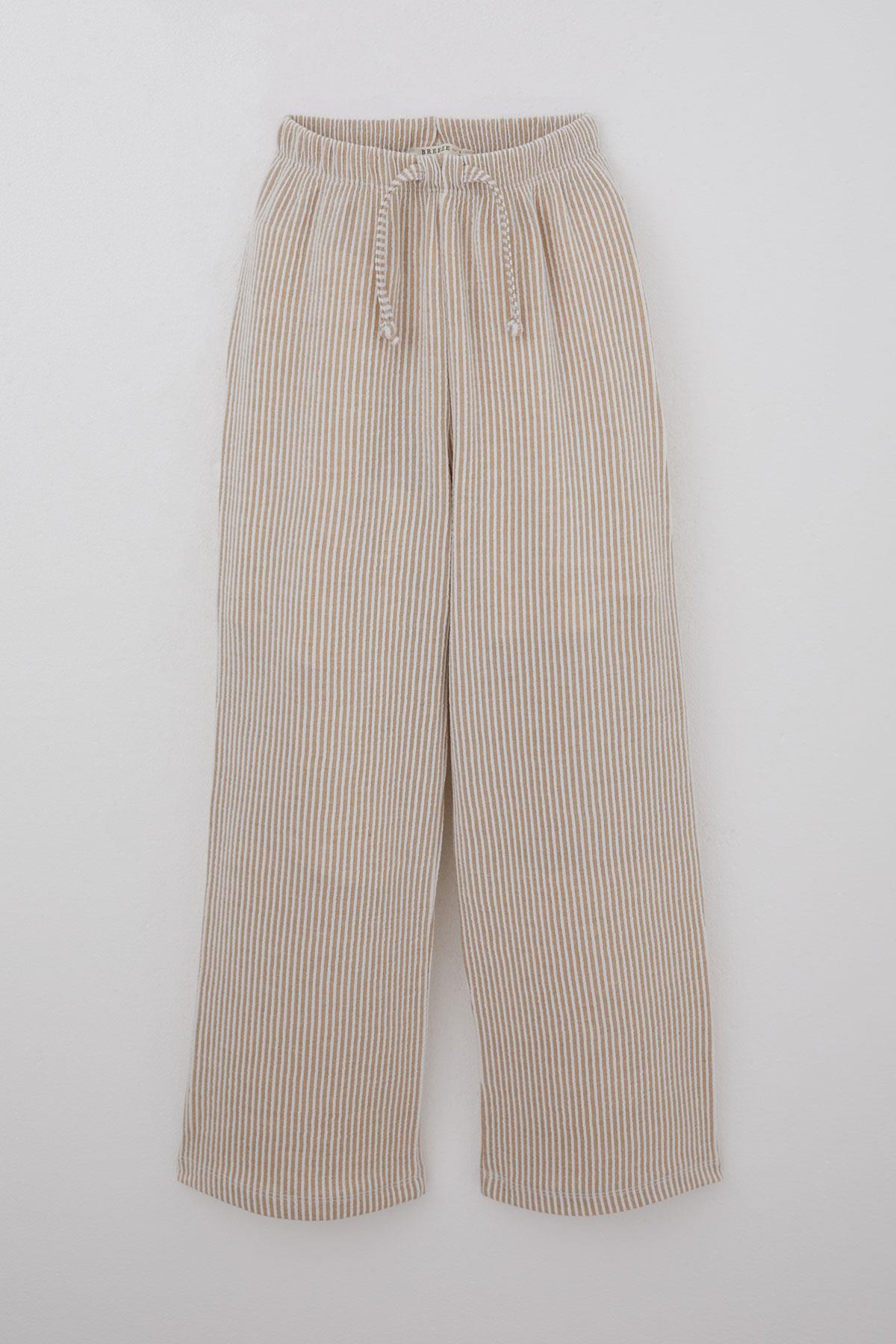 Breeze Kız Çocuk Pantolon Çizgili Bağcık Aksesuarlı Beli Lastik Detaylı Karışık Renk (8 Yaş)