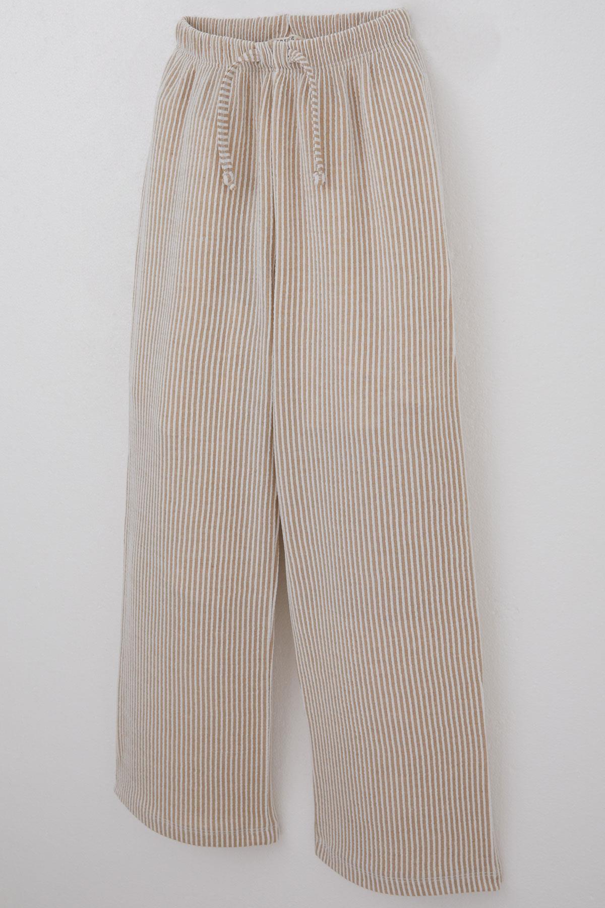 Breeze Kız Çocuk Pantolon Çizgili Bağcık Aksesuarlı Beli Lastik Detaylı Karışık Renk (8 Yaş)