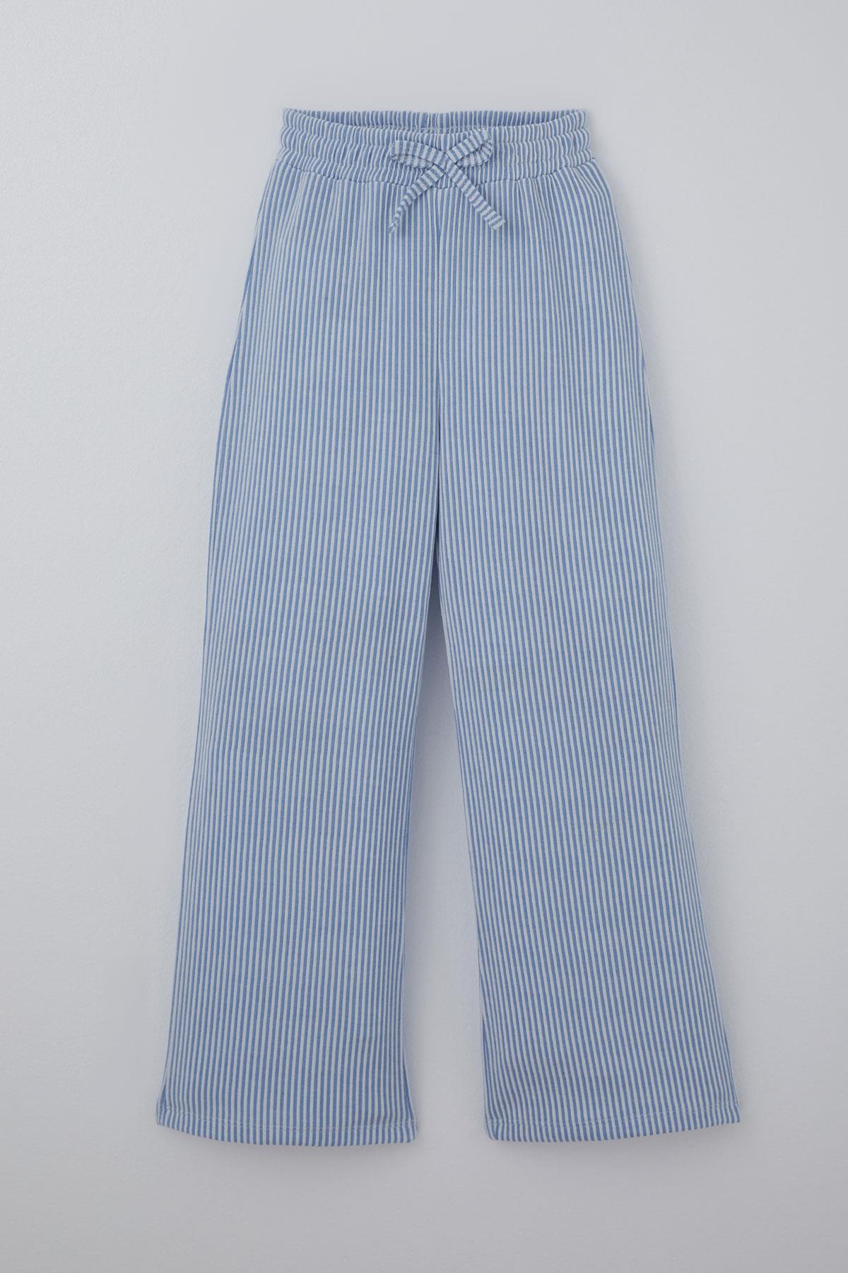 Breeze Kız Çocuk Pantolon Çizgili Fiyonk Bağcık Aksesuarlı Beli Lastik Detaylı Karışık Renk (4-8 Yaş)