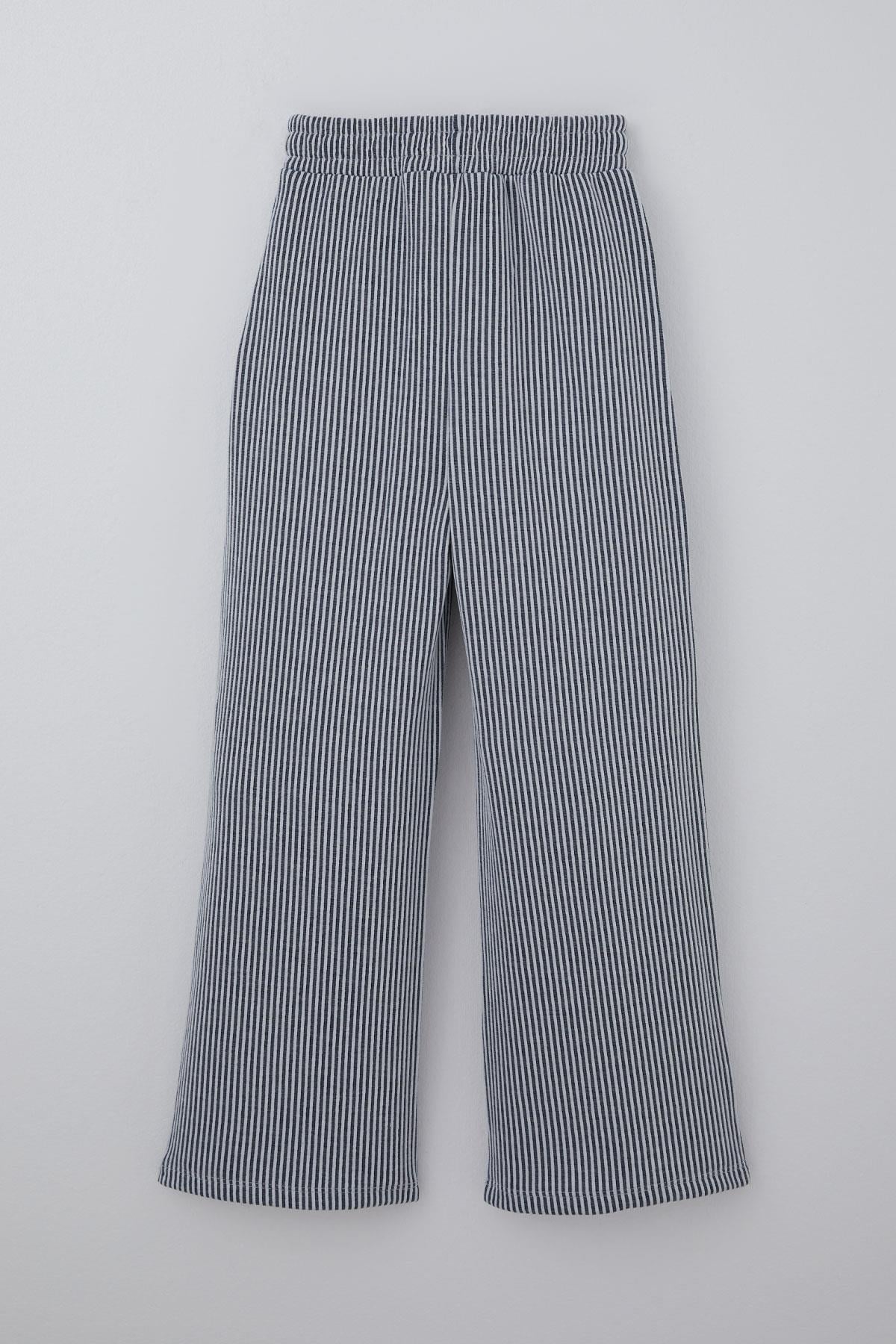Breeze Kız Çocuk Pantolon Çizgili Fiyonk Bağcık Aksesuarlı Beli Lastik Detaylı Karışık Renk (4-7 Yaş)
