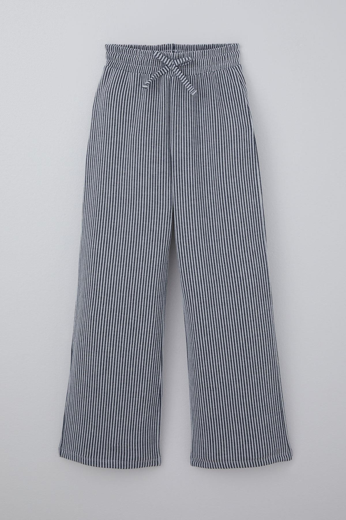 Breeze Kız Çocuk Pantolon Çizgili Fiyonk Bağcık Aksesuarlı Beli Lastik Detaylı Karışık Renk (4-8 Yaş)