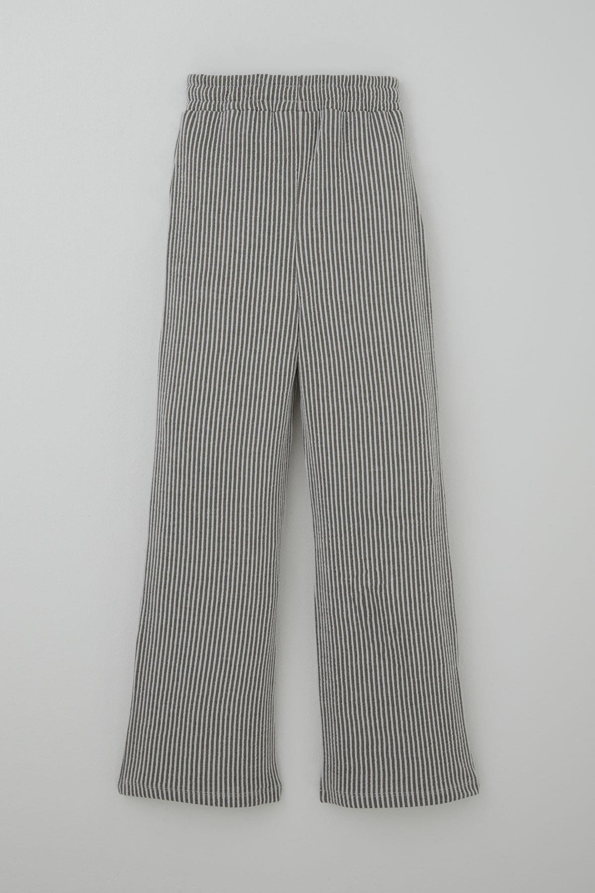 Breeze Kız Çocuk Pantolon Çizgili Fiyonk Bağcık Aksesuarlı Beli Lastik Detaylı Karışık Renk (4-8 Yaş)