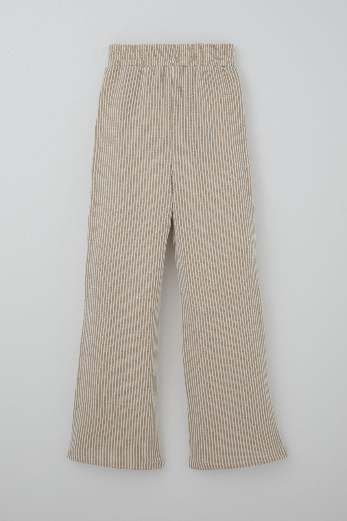 Breeze Kız Çocuk Pantolon Çizgili Fiyonk Bağcık Aksesuarlı Beli Lastik Detaylı Karışık Renk (4-8 Yaş)