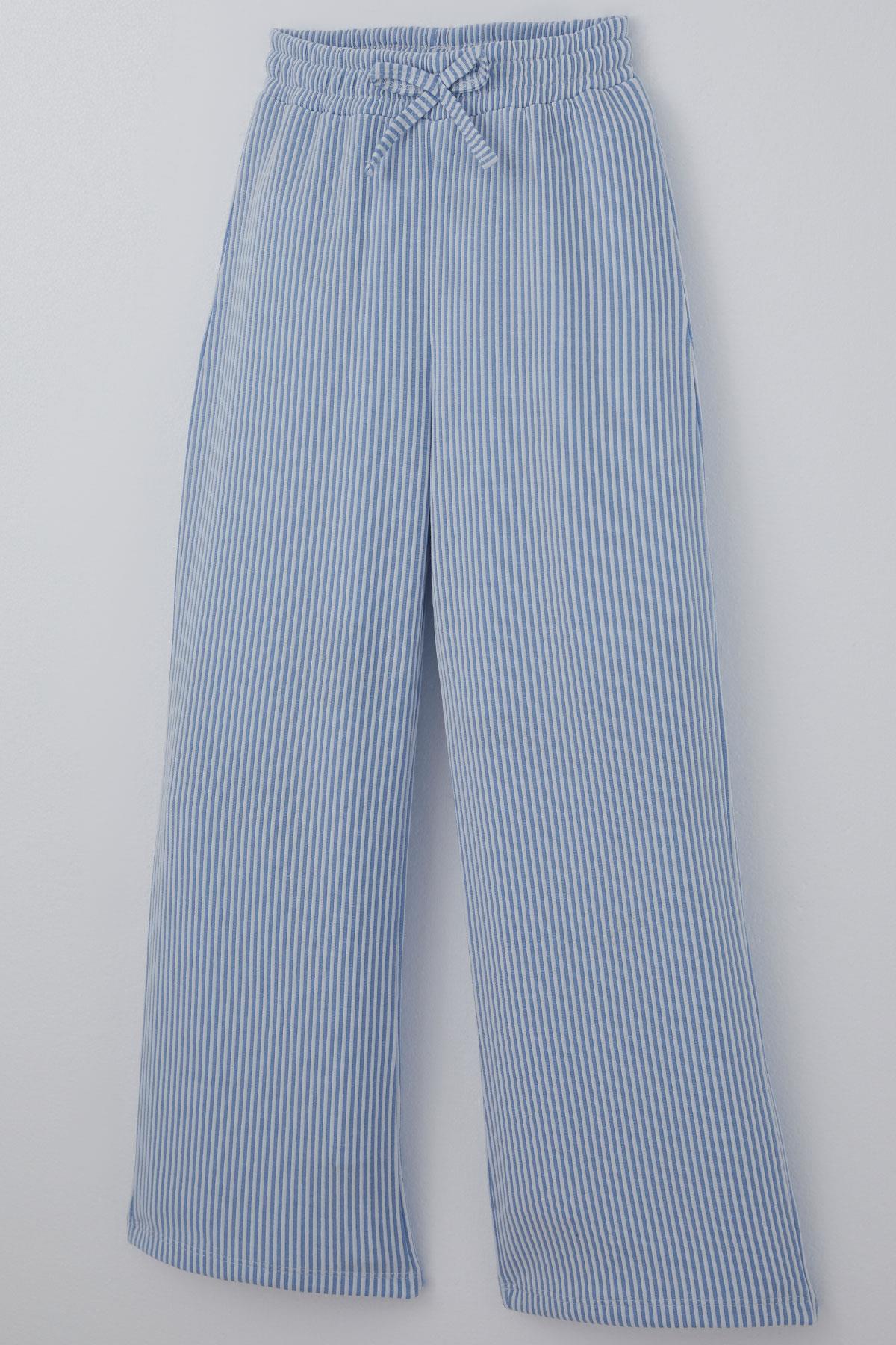 Breeze Kız Çocuk Pantolon Çizgili Fiyonk Bağcık Aksesuarlı Beli Lastik Detaylı Karışık Renk (4-8 Yaş)