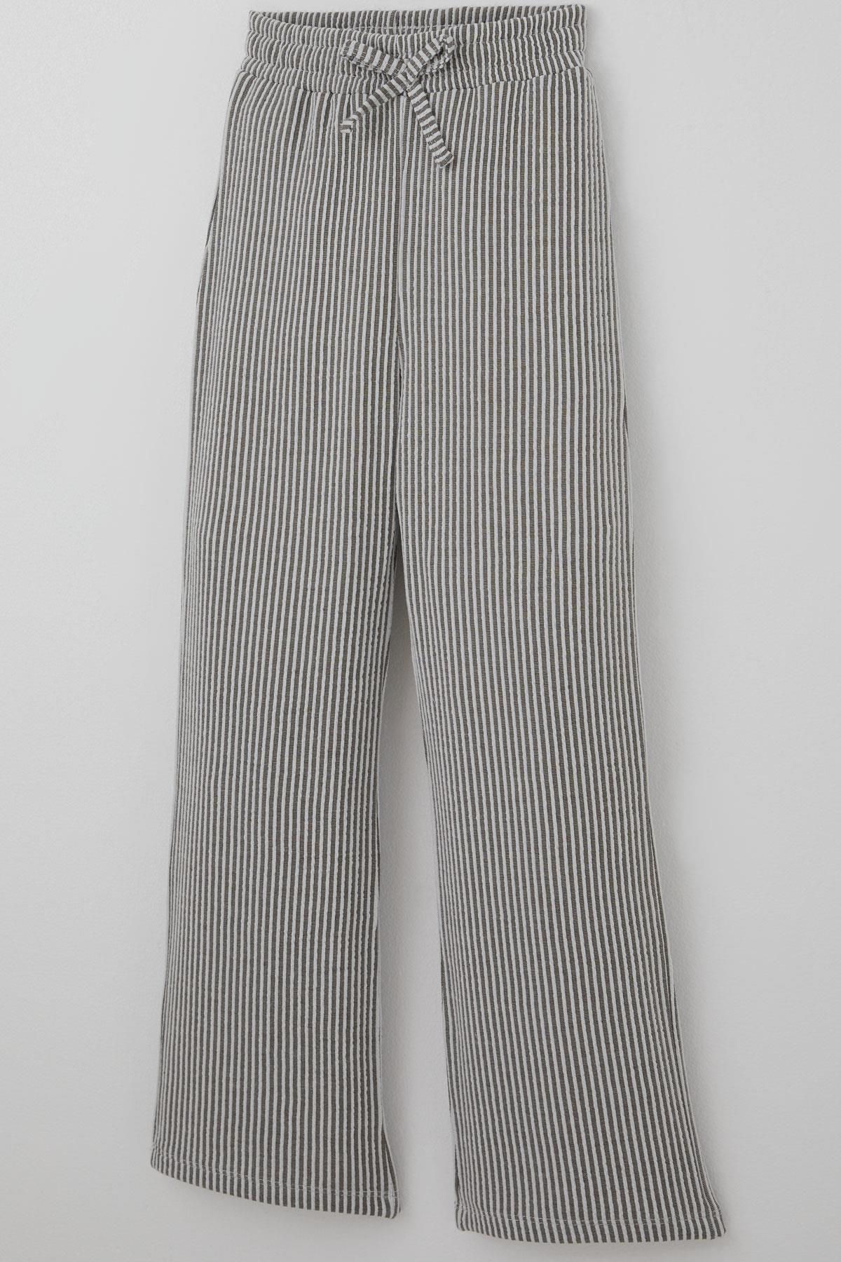 Breeze Kız Çocuk Pantolon Çizgili Fiyonk Bağcık Aksesuarlı Beli Lastik Detaylı Karışık Renk (4-8 Yaş)