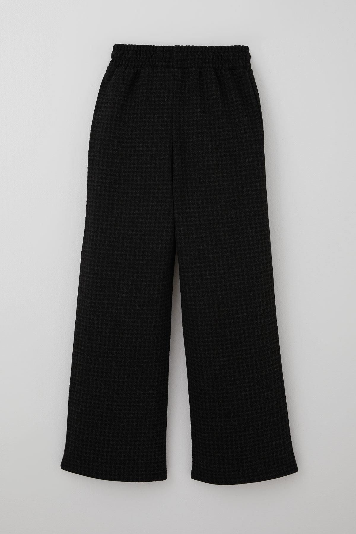 Breeze Kız Çocuk Pantolon Kazayağı Desenli Fiyonk Aksesuarlı Siyah (8-12 Yaş)