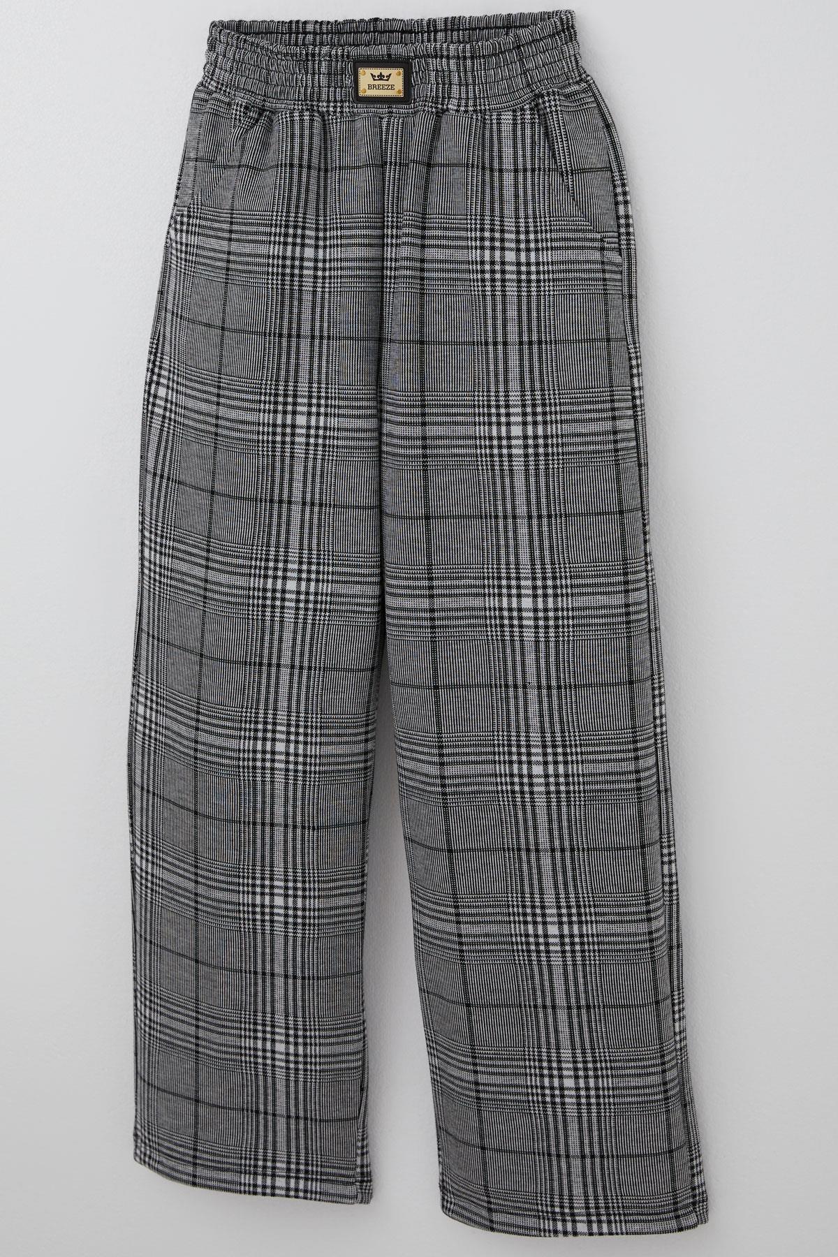 Breeze Kız Çocuk Pantolonlu Takım Bluzu Parmak Detaylı Pantolonu Ekose Desenli Ekru (8-14 Yaş)