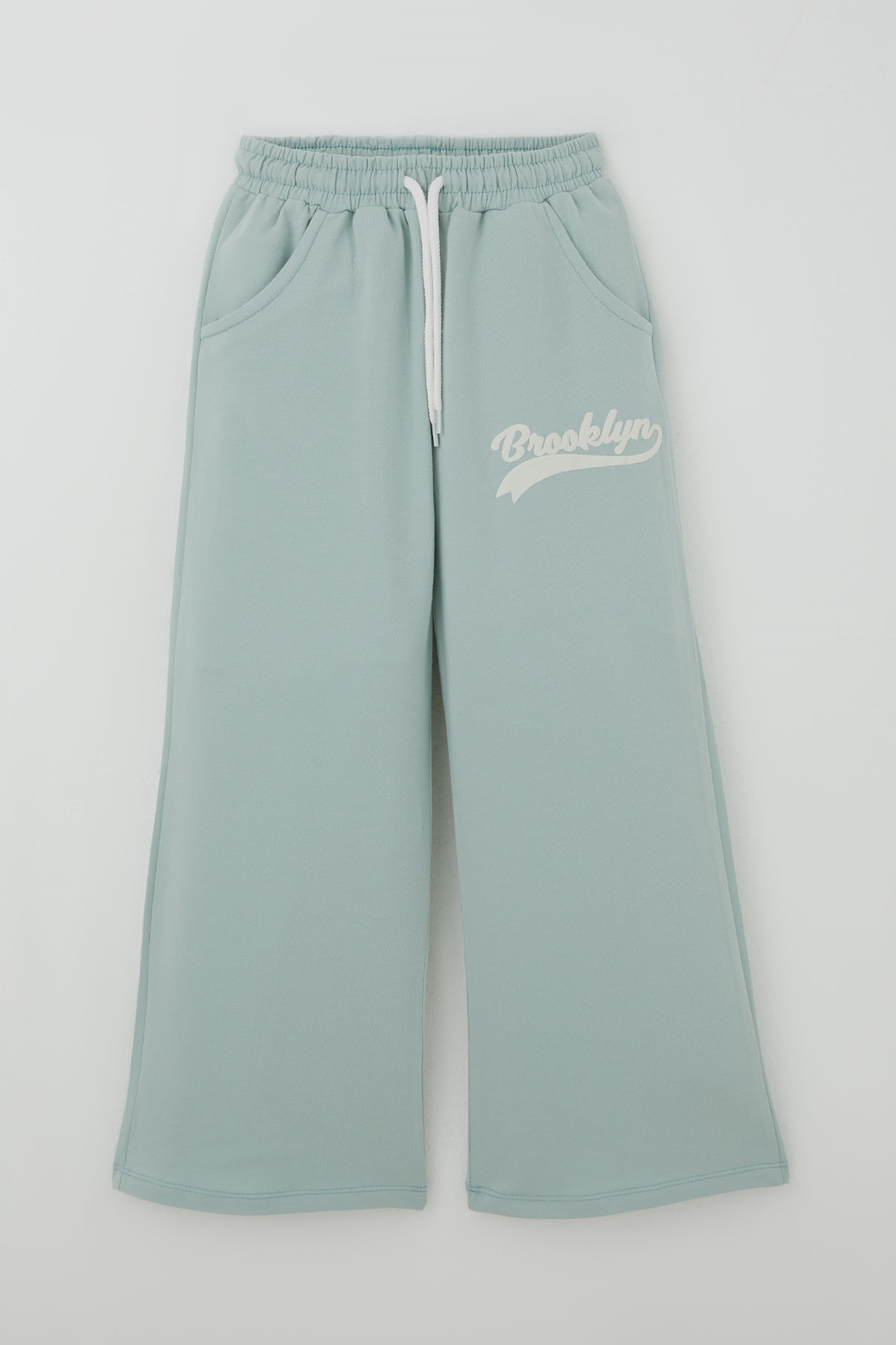 Breeze Kız Çocuk Pantolonlu Takım Brooklyn Yazı Baskılı Bağcıklı Ekru (8-14 Yaş)