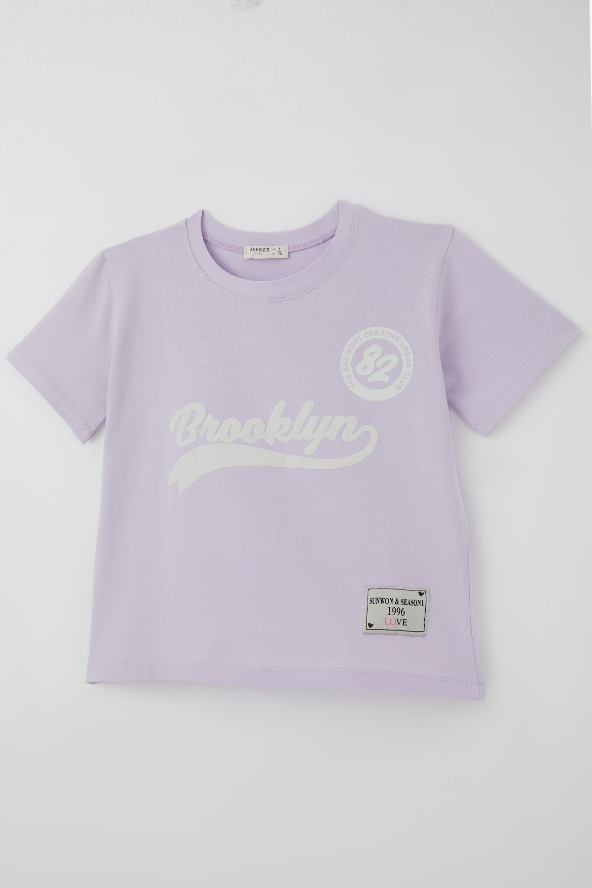 Breeze Kız Çocuk Pantolonlu Takım Brooklyn Yazı Baskılı Bağcıklı Açık Lila (8-14 Yaş)
