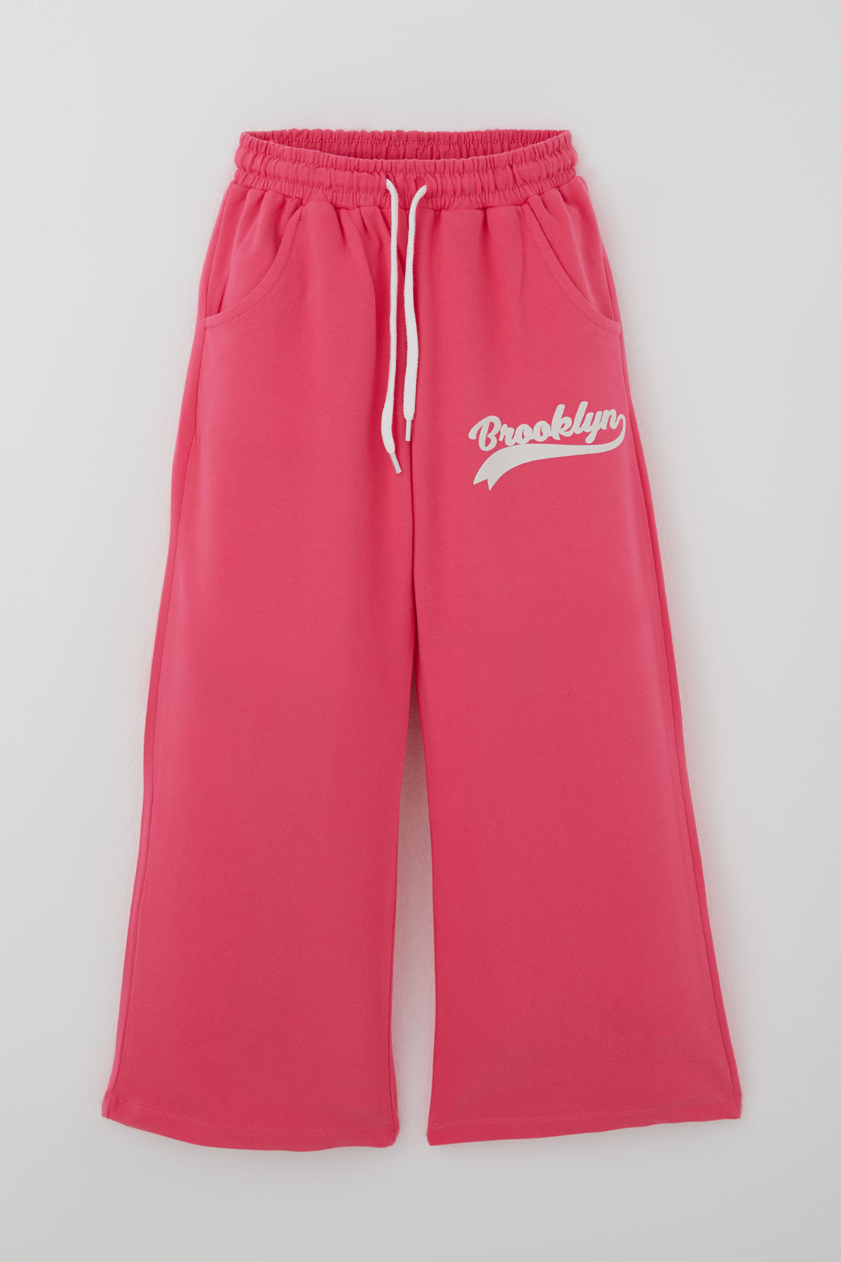 Breeze Kız Çocuk Pantolonlu Takım Brooklyn Yazı Baskılı Bağcıklı Fuşya (8-14 Yaş)