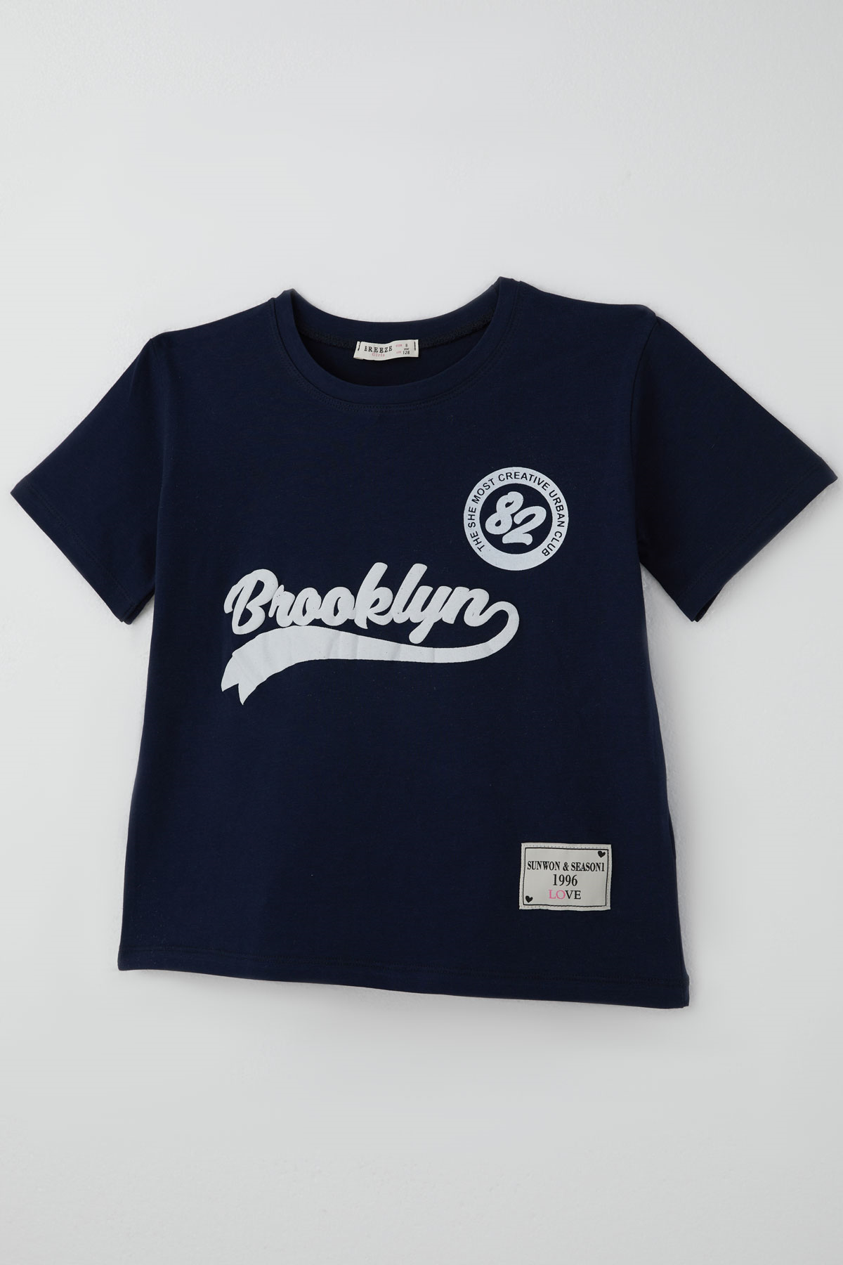 Breeze Kız Çocuk Pantolonlu Takım Brooklyn Yazı Baskılı Bağcıklı Lacivert (8-14 Yaş)