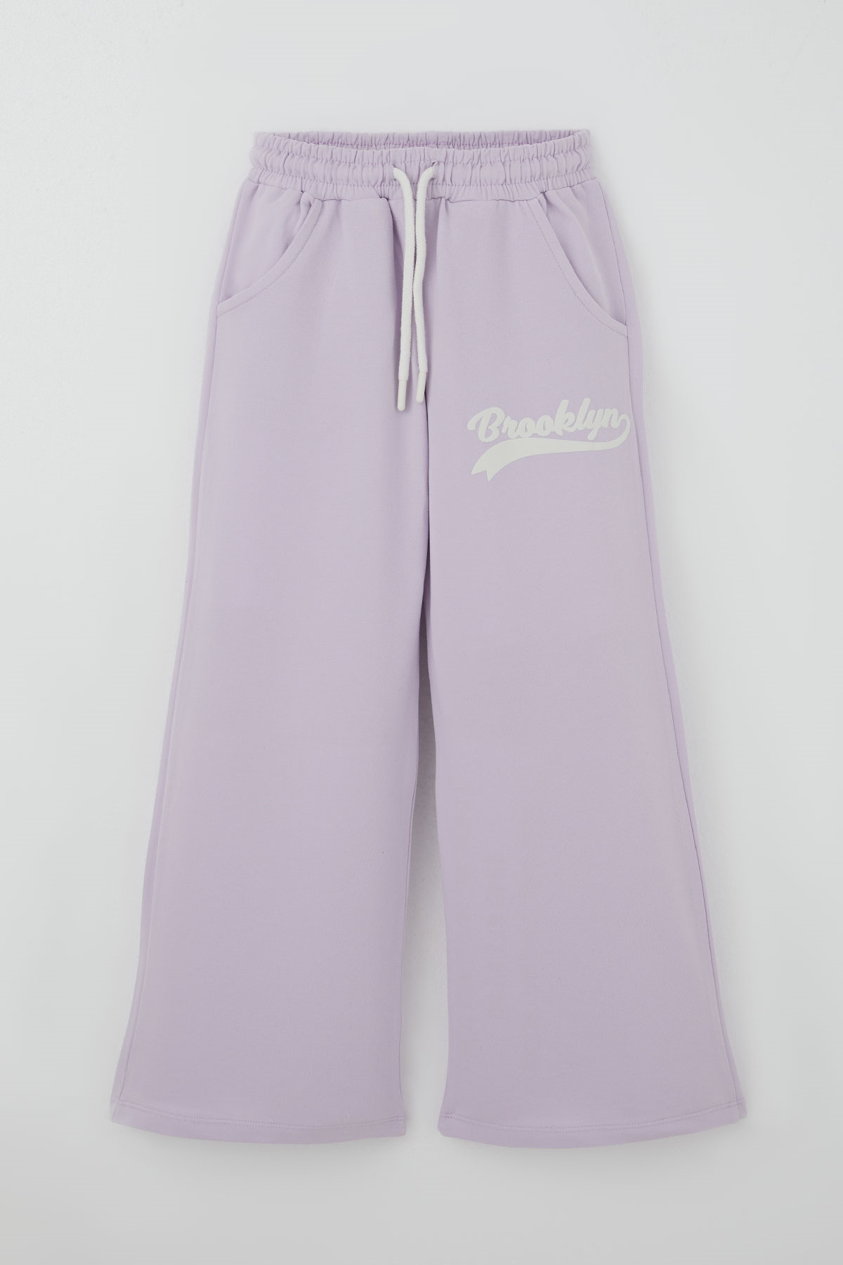 Breeze Kız Çocuk Pantolonlu Takım Brooklyn Yazı Baskılı Bağcıklı Açık Lila (8-14 Yaş)