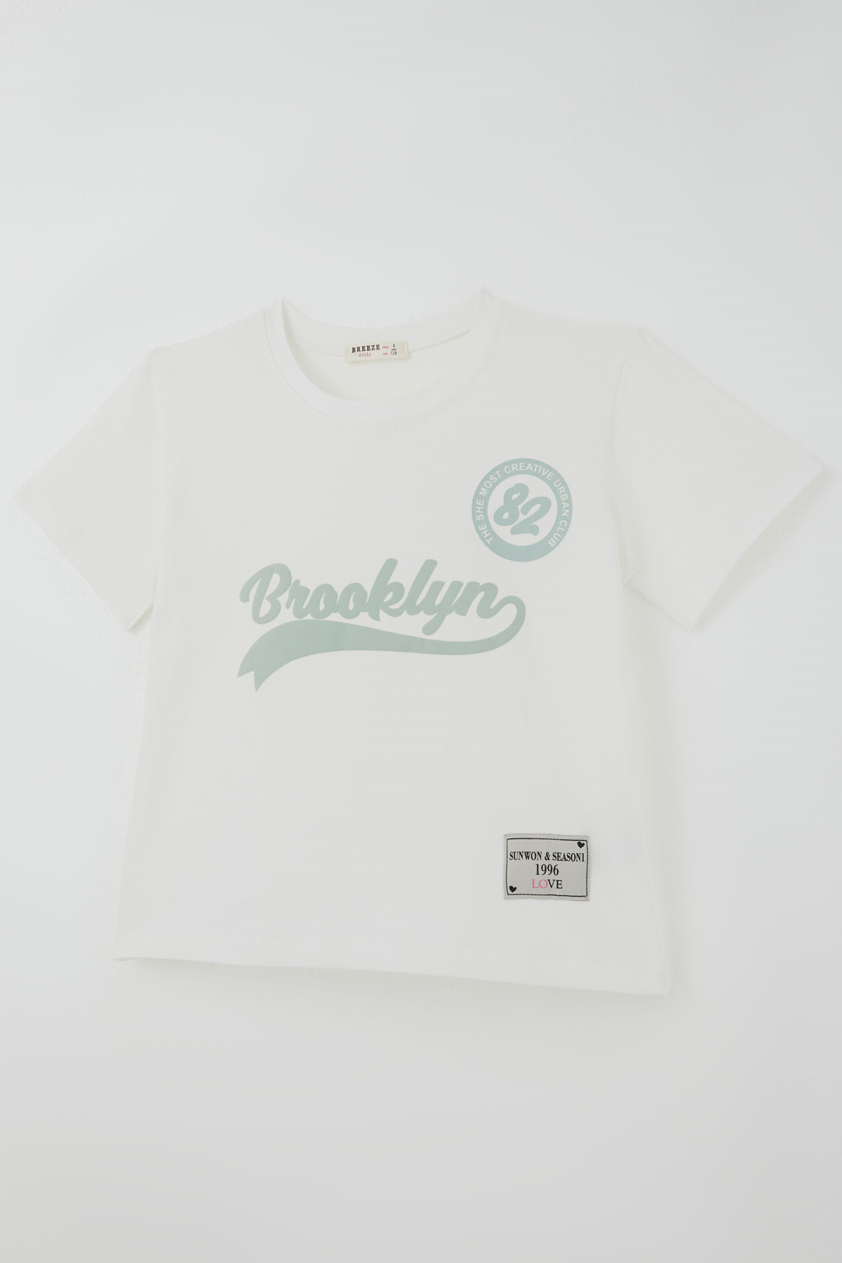 Breeze Kız Çocuk Pantolonlu Takım Brooklyn Yazı Baskılı Bağcıklı Ekru (8-14 Yaş)