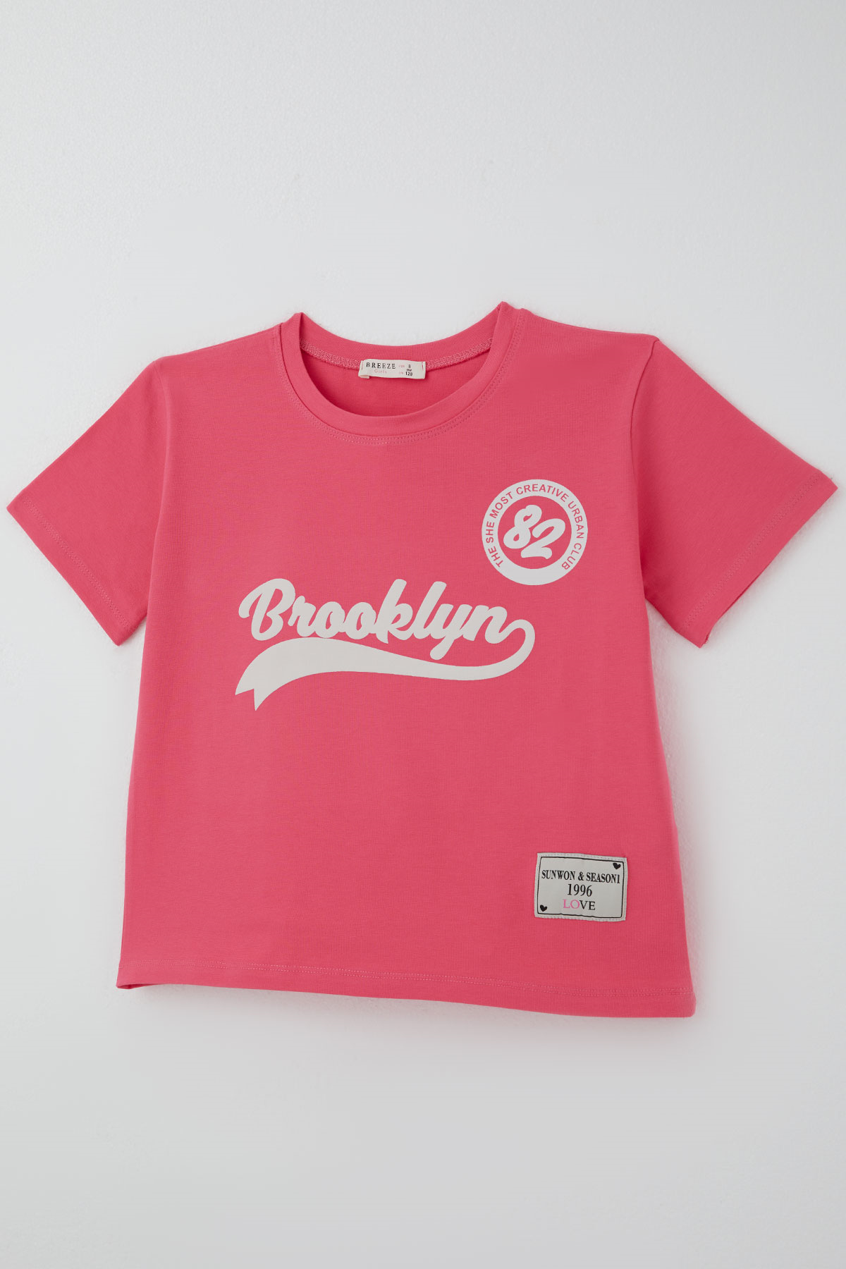 Breeze Kız Çocuk Pantolonlu Takım Brooklyn Yazı Baskılı Bağcıklı Fuşya (8-14 Yaş)