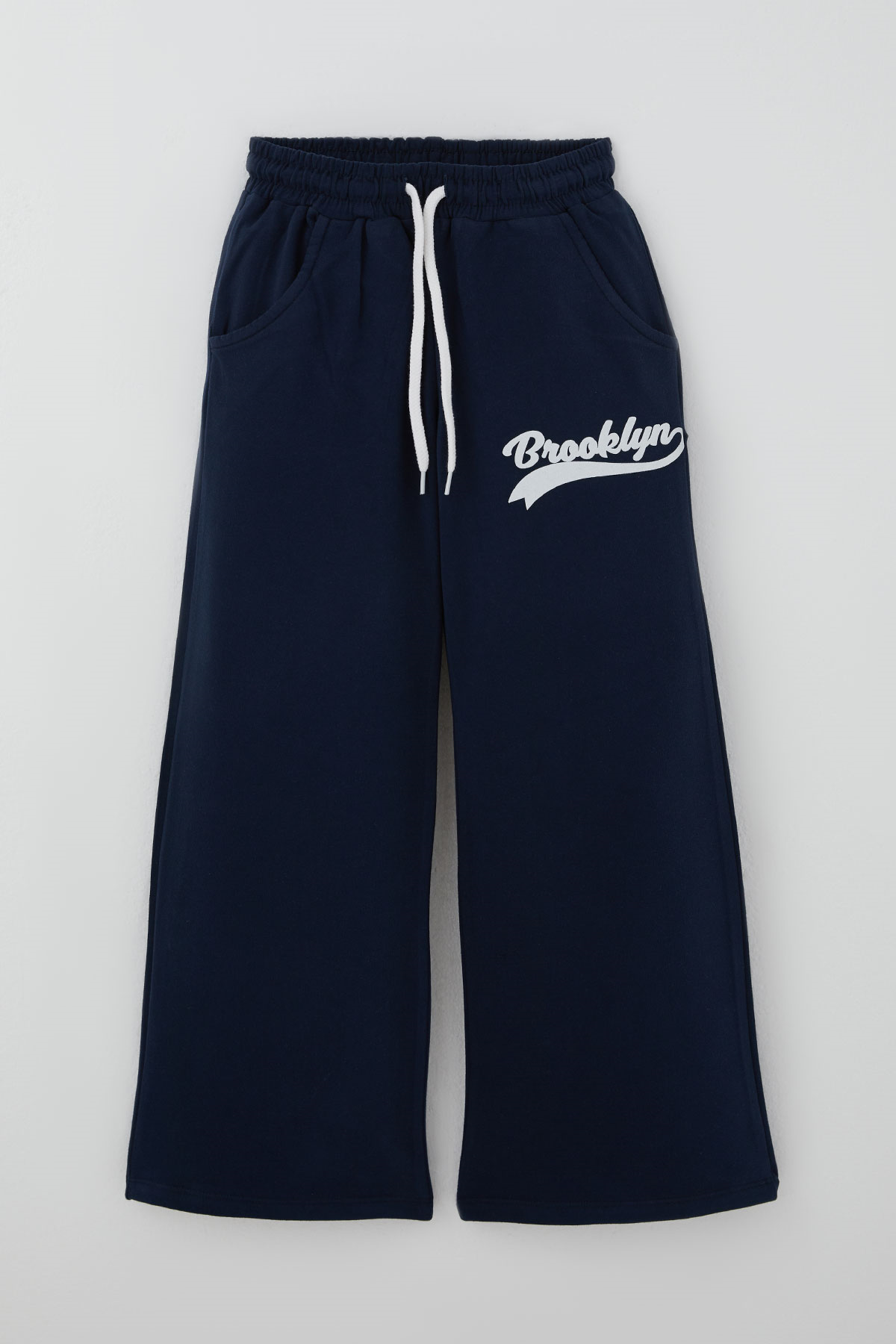 Breeze Kız Çocuk Pantolonlu Takım Brooklyn Yazı Baskılı Bağcıklı Lacivert (8-14 Yaş)