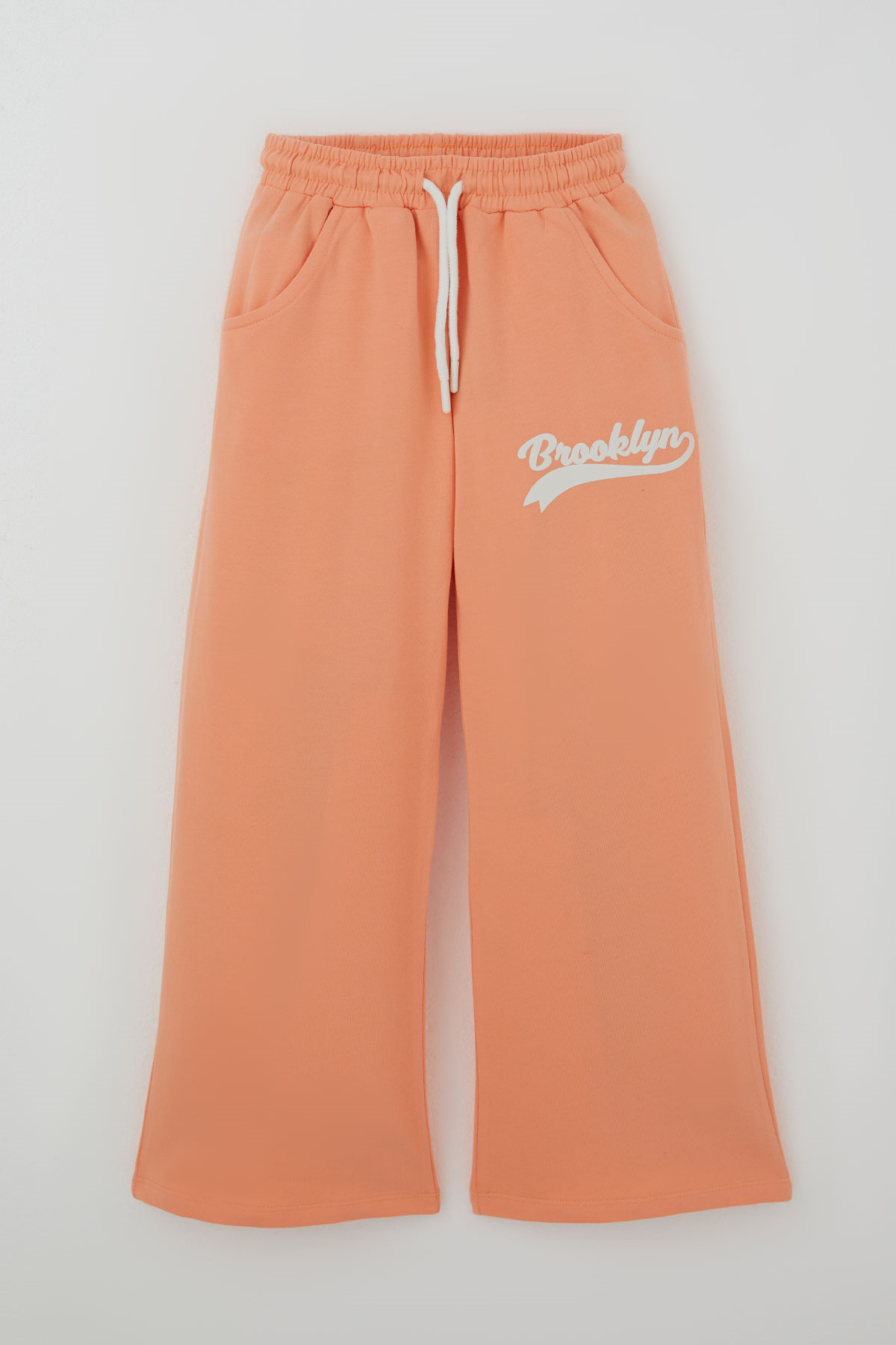 Breeze Kız Çocuk Pantolonlu Takım Brooklyn Yazı Baskılı Bağcıklı Ekru (8-14 Yaş)