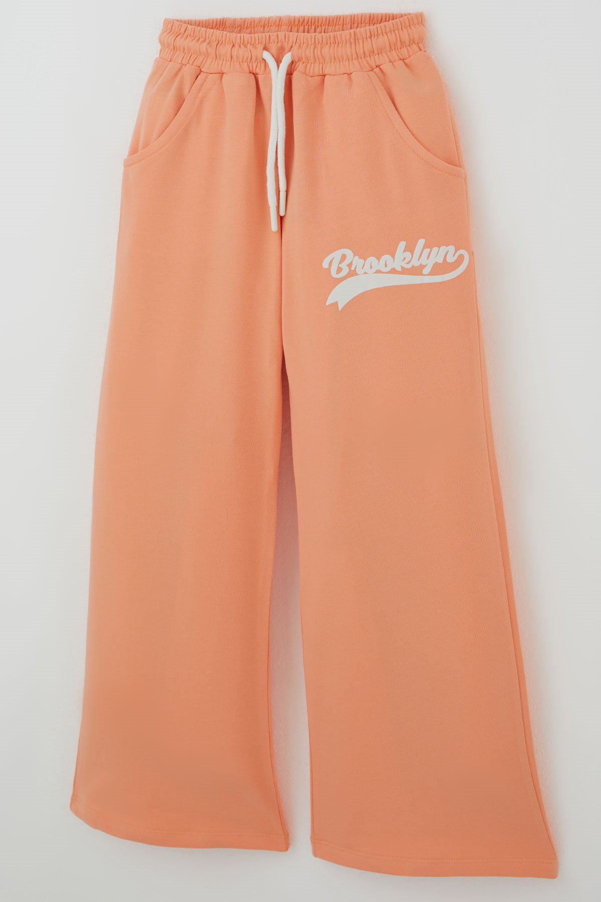 Breeze Kız Çocuk Pantolonlu Takım Brooklyn Yazı Baskılı Bağcıklı Ekru (8-14 Yaş)
