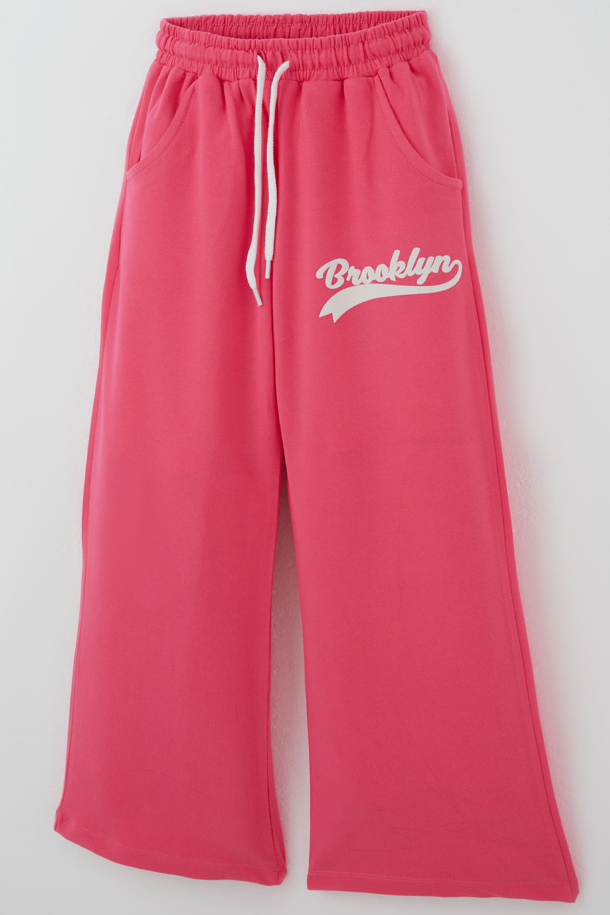 Breeze Kız Çocuk Pantolonlu Takım Brooklyn Yazı Baskılı Bağcıklı Fuşya (8-14 Yaş)