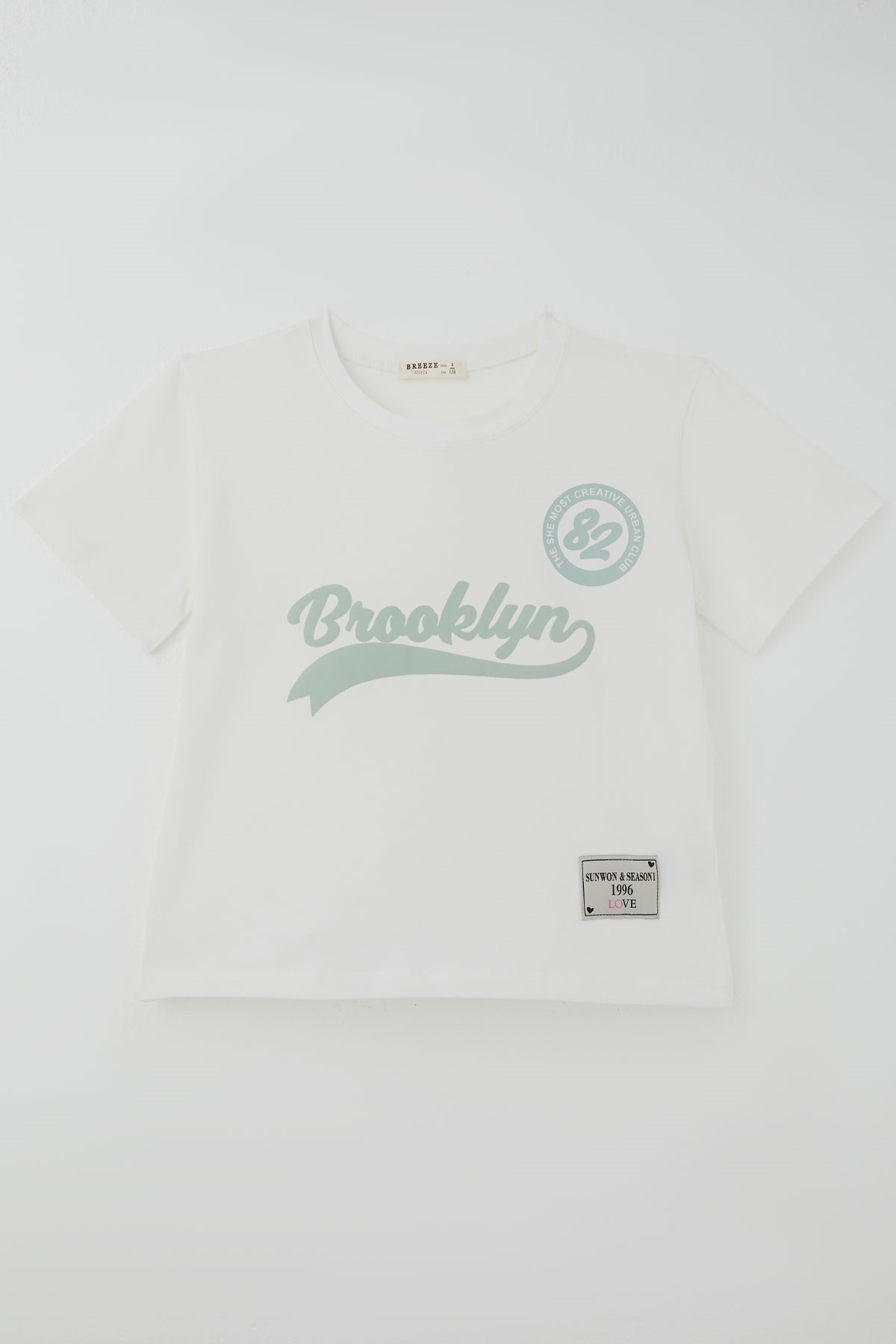 Breeze Kız Çocuk Pantolonlu Takım Brooklyn Yazı Baskılı Bağcıklı Ekru (8-14 Yaş)