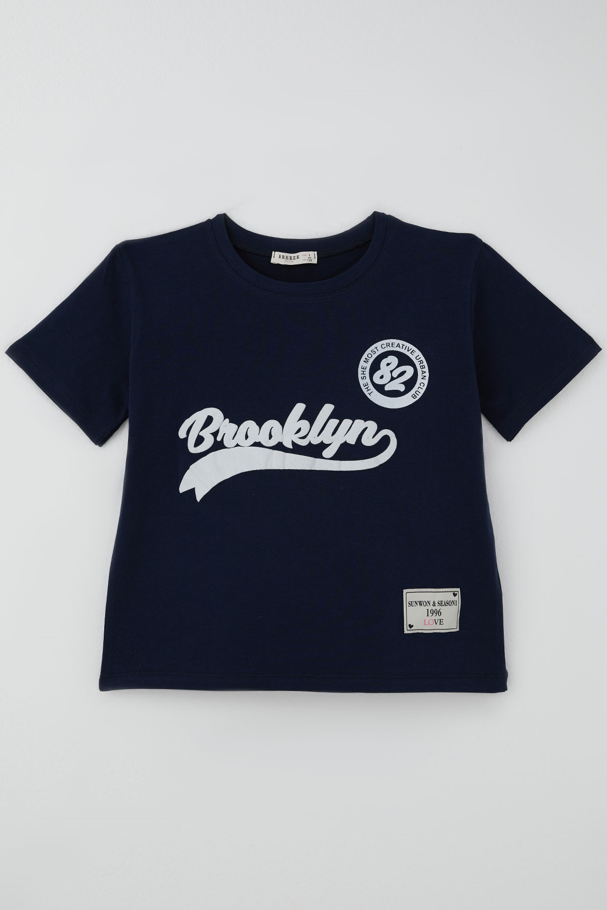 Breeze Kız Çocuk Pantolonlu Takım Brooklyn Yazı Baskılı Bağcıklı Lacivert (8-14 Yaş)