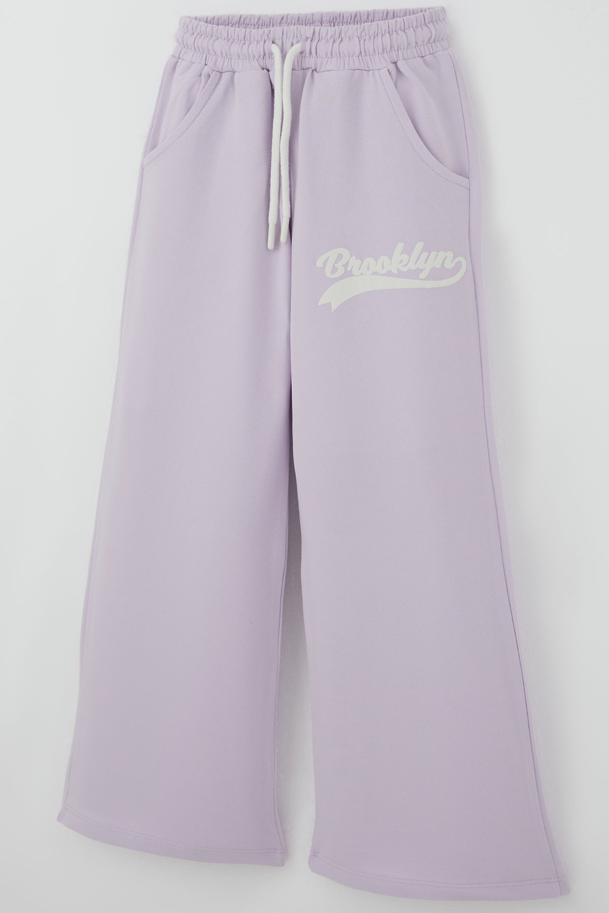 Breeze Kız Çocuk Pantolonlu Takım Brooklyn Yazı Baskılı Bağcıklı Açık Lila (8-14 Yaş)