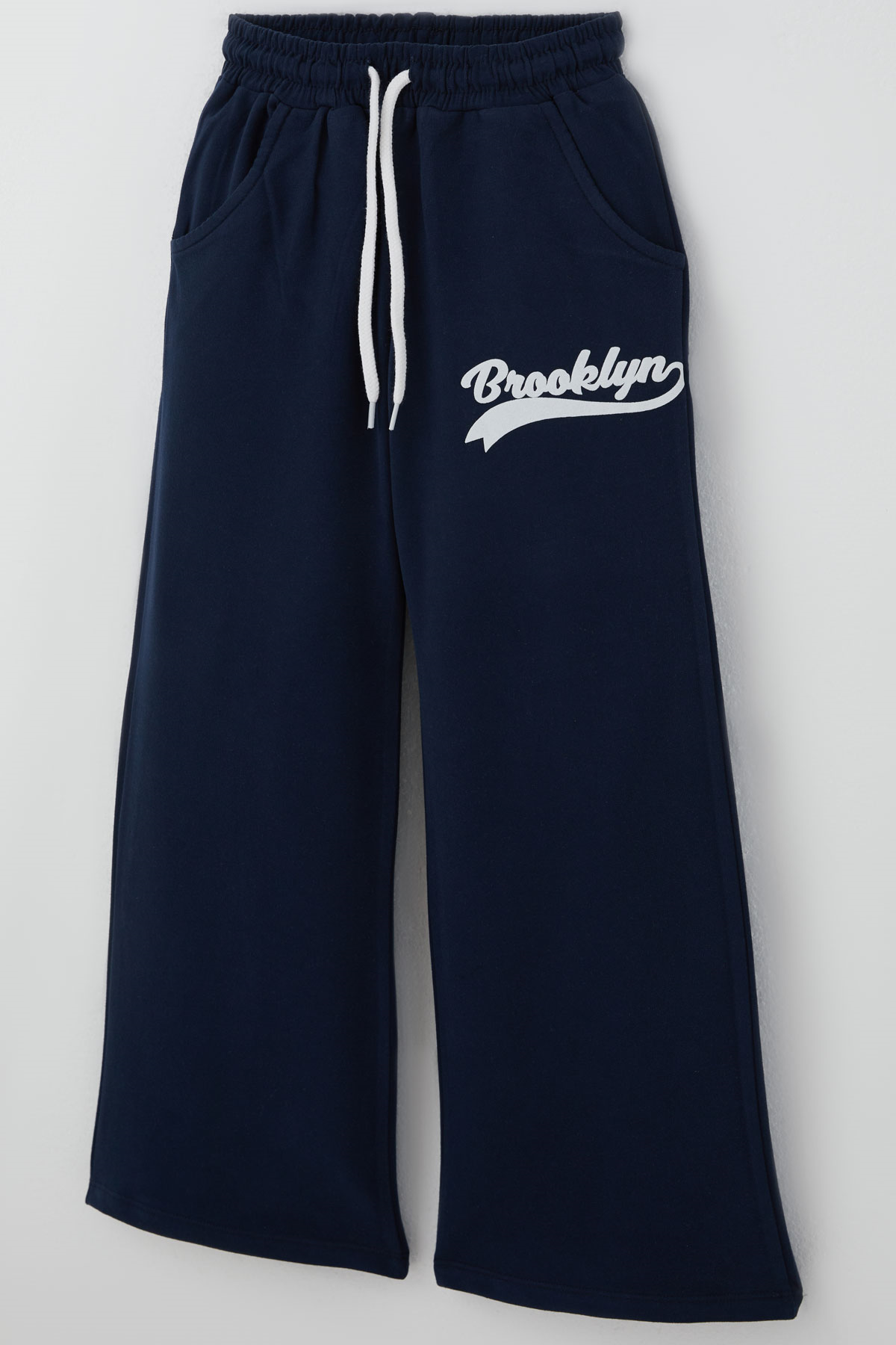 Breeze Kız Çocuk Pantolonlu Takım Brooklyn Yazı Baskılı Bağcıklı Lacivert (8-14 Yaş)