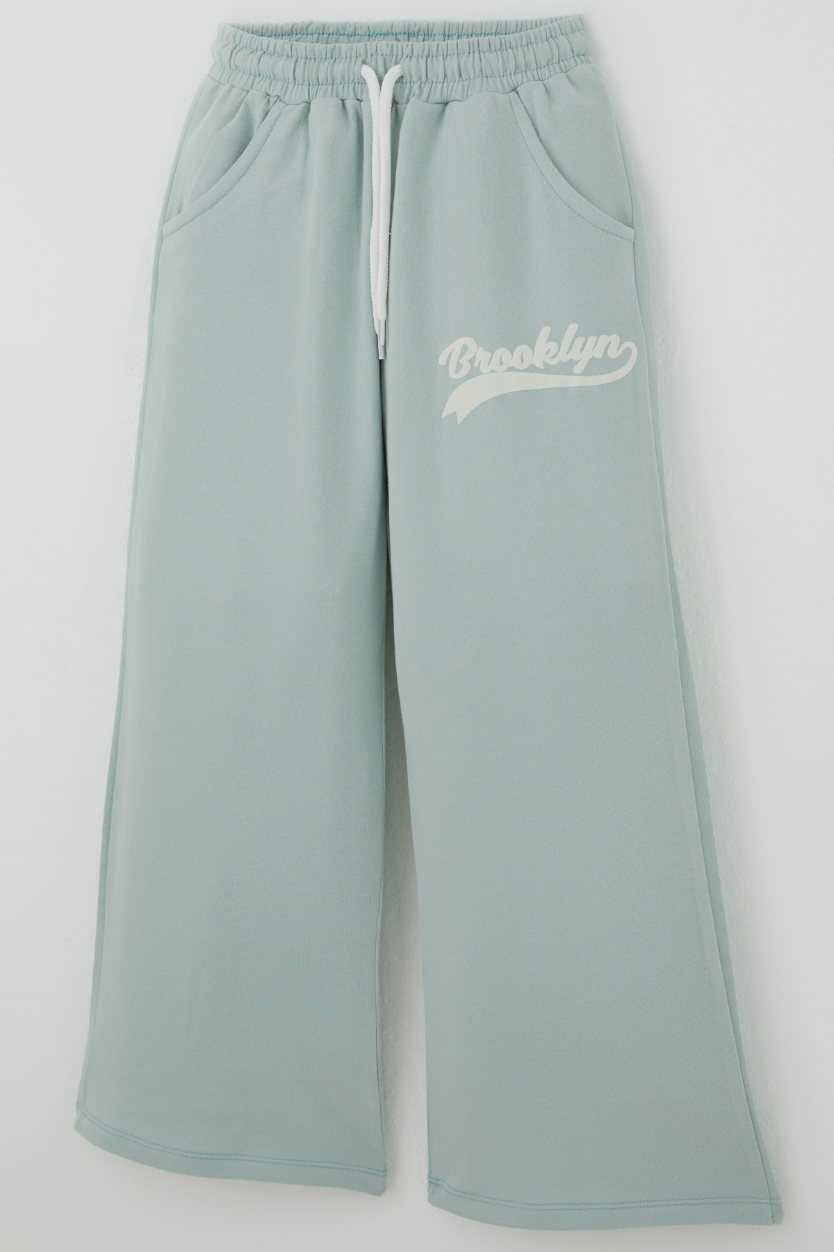 Breeze Kız Çocuk Pantolonlu Takım Brooklyn Yazı Baskılı Bağcıklı Ekru (8-14 Yaş)