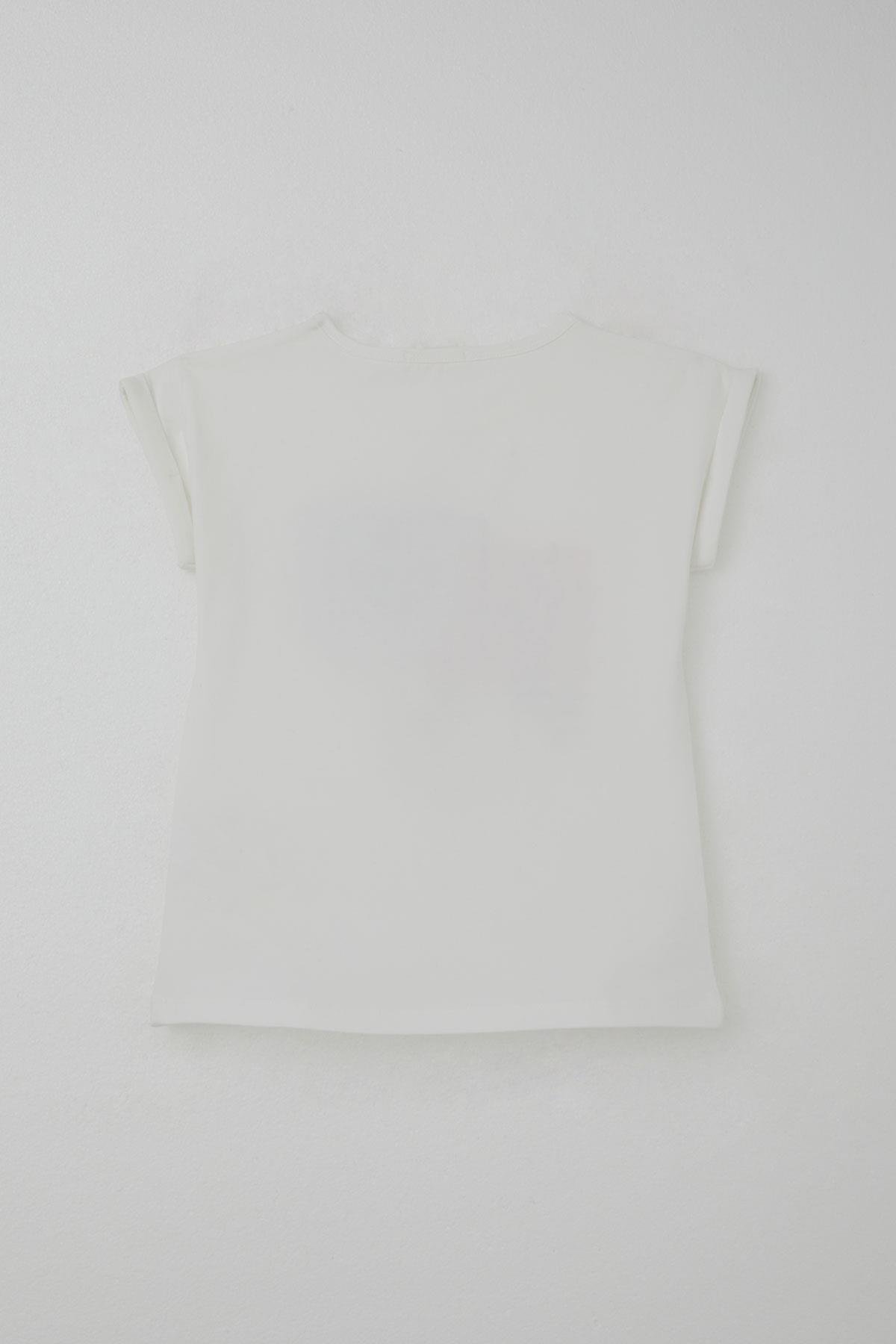 Breeze Kız Çocuk Pantolonlu Takım Çiçek Baskılı Yırtmaçlı Ekru (6-12 Yaş)